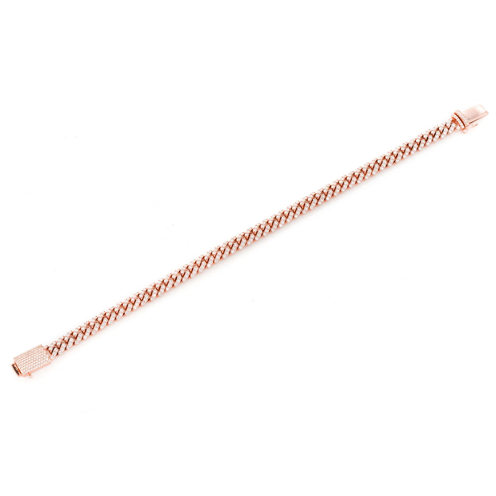 Miami Cuban Diamond Bracelet in 14K rose gold, 4mm /1.50ctw width, alternate view