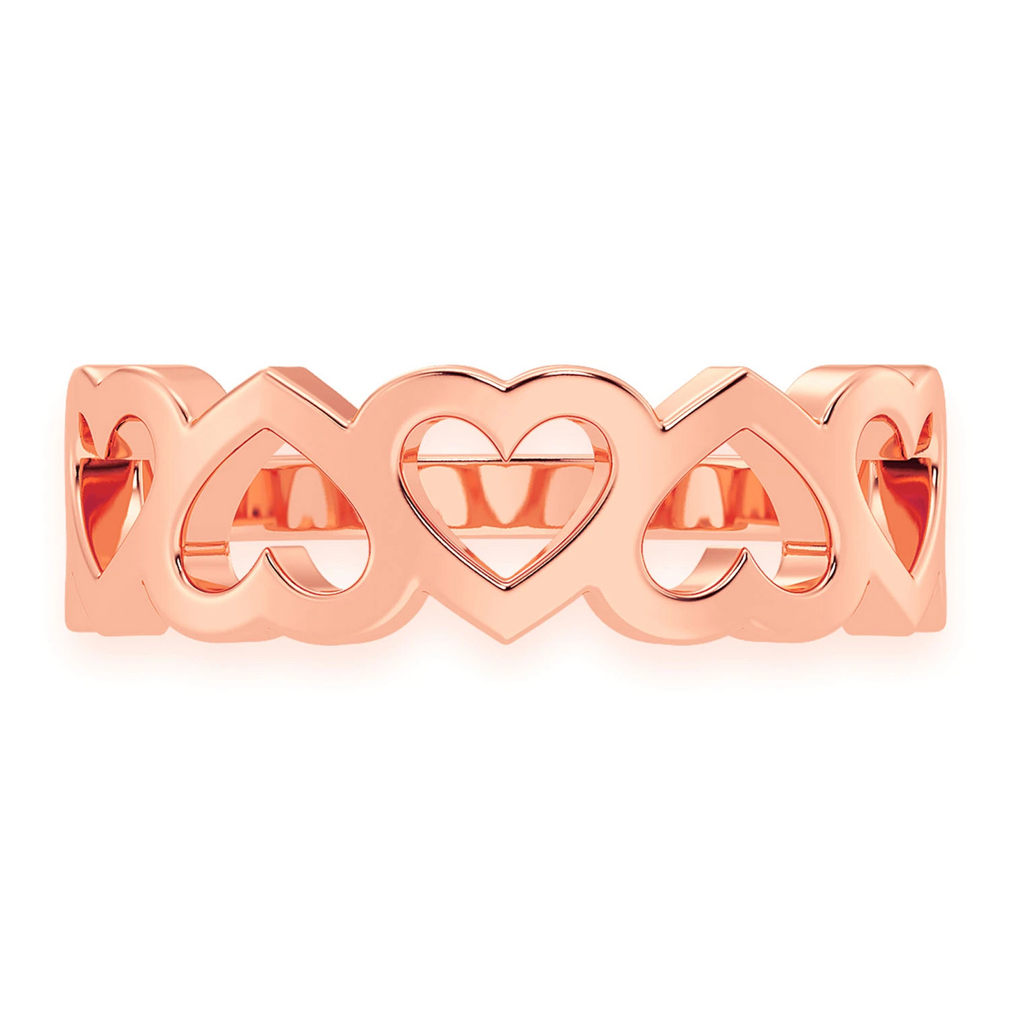 Heart Link Gold Ring in 14K rose gold, front view