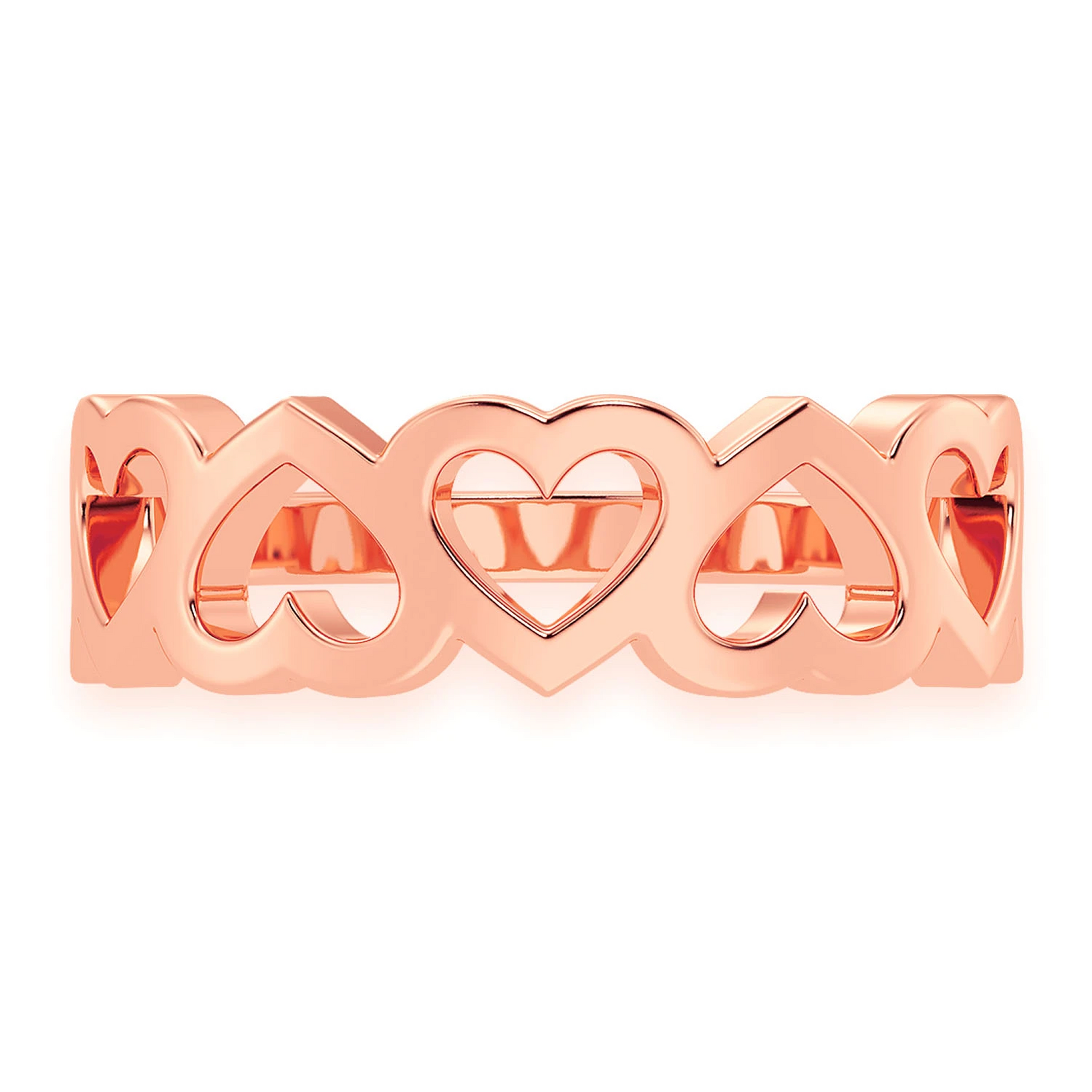 Heart Link Gold Ring in 14K rose gold, front view