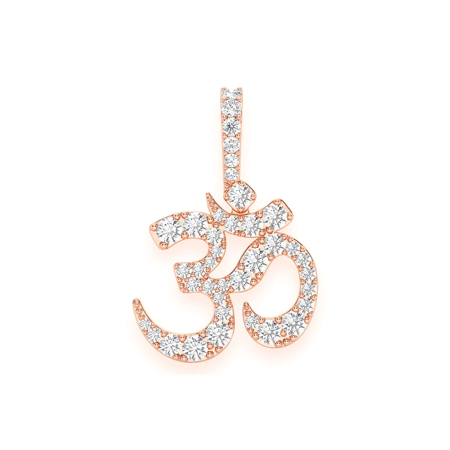 Pranava Om Diamond Pendant in 14K rose gold, 0.66ctw, front view