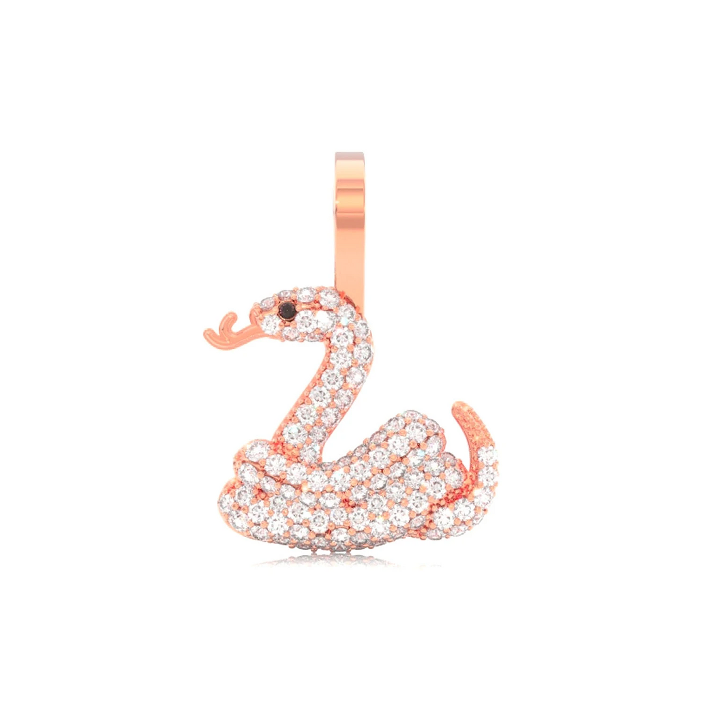Snake Emoji Diamond Pendant in 14K rose gold, front view