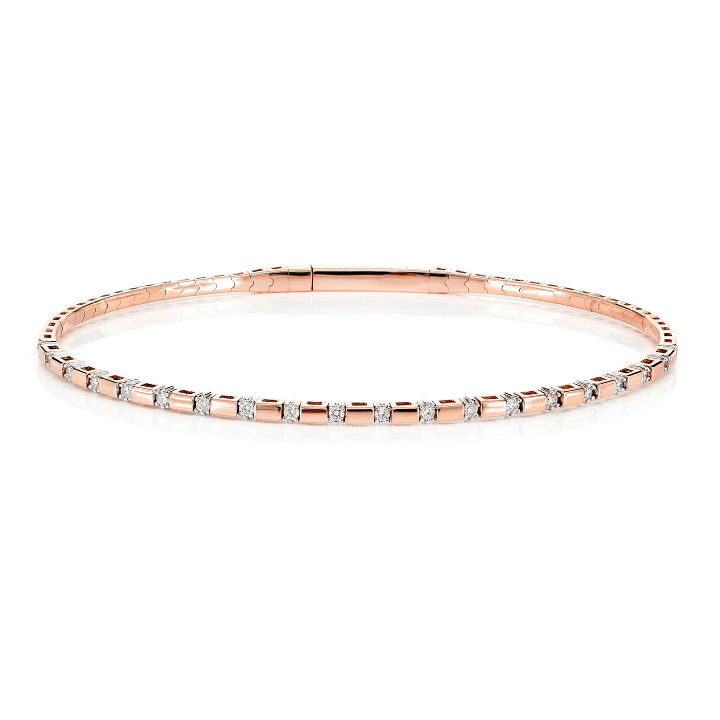 Rectangle Bar Diamond Bangle Bracelet in 14K rose gold, front view