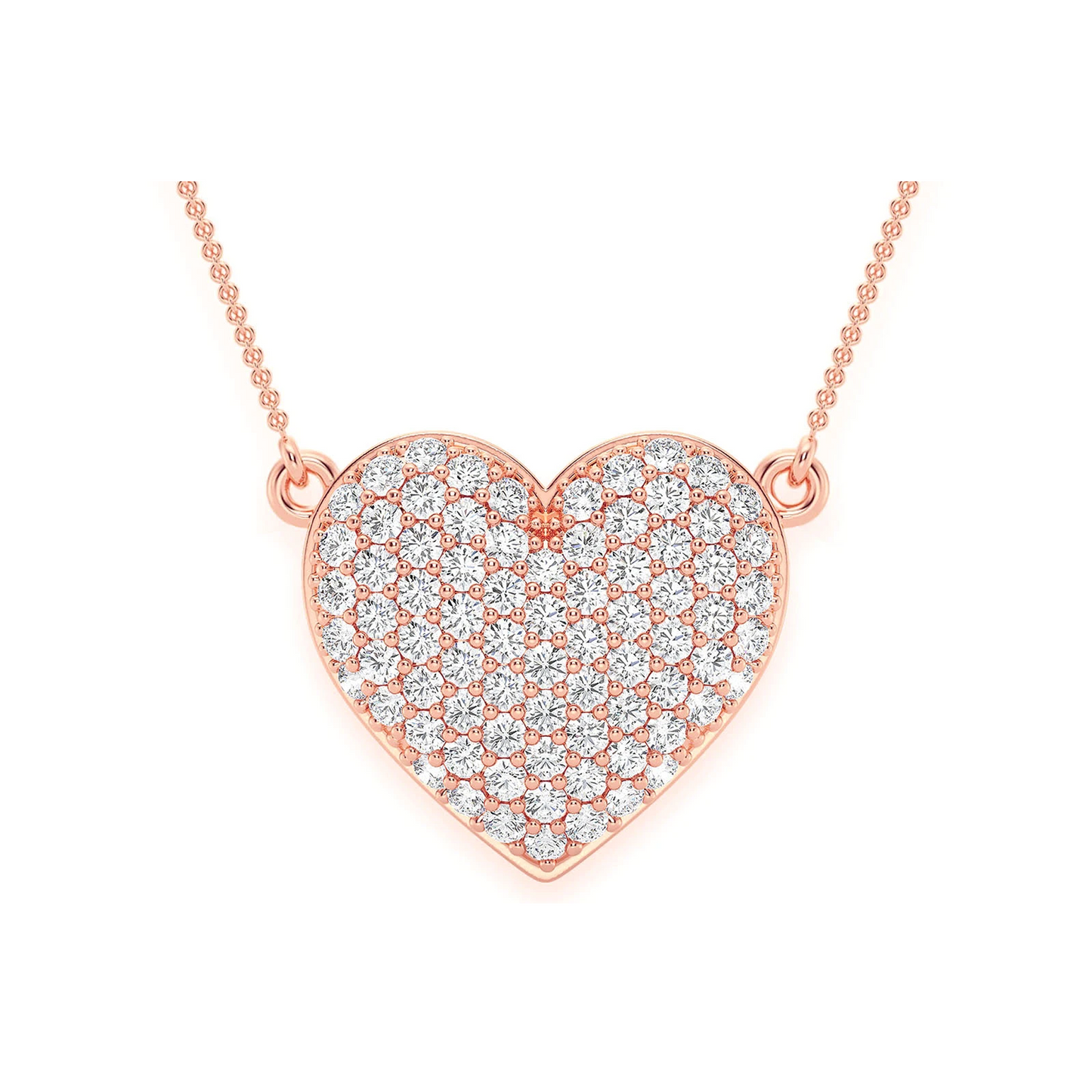 Grand Bubbly Heart Diamond Necklace in 14K rose gold, front view