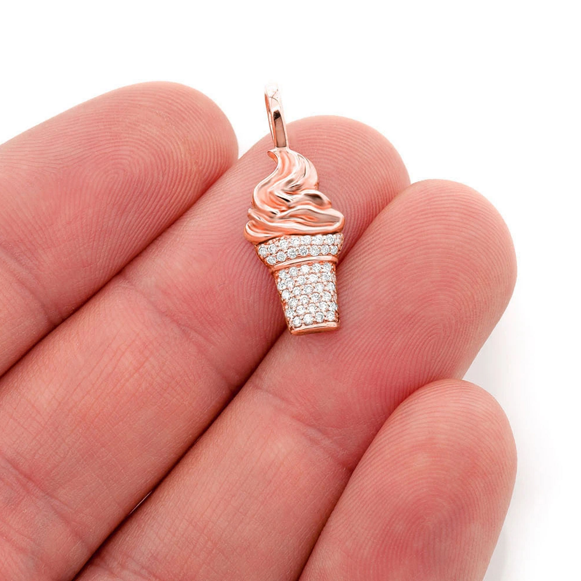 Ice Cream Diamond Pendant in 14K rose gold, angled view