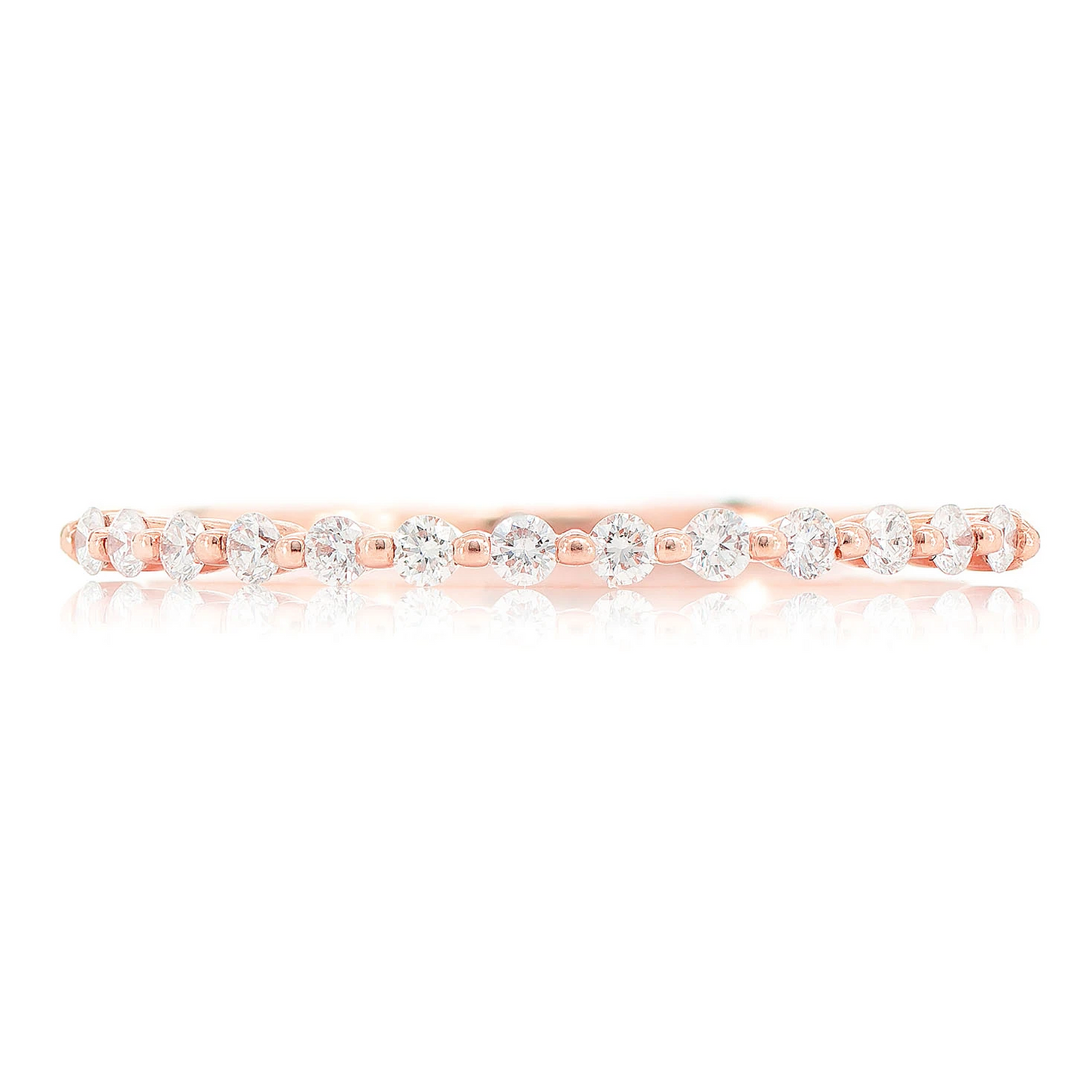 Pinched Diamond Ring in 14K rose gold, front view