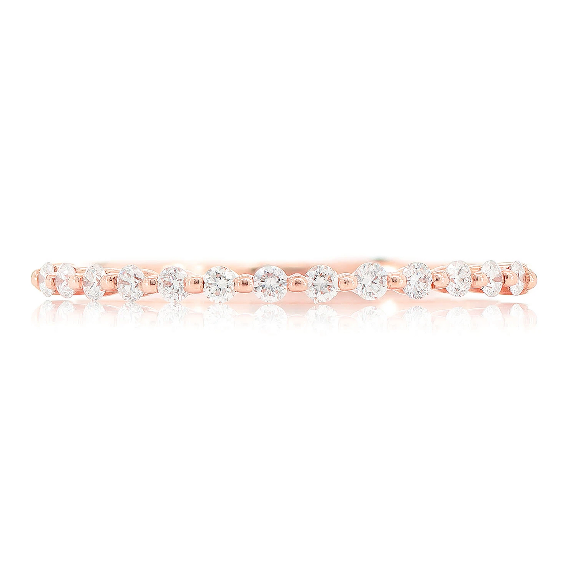 Pinched Diamond Ring in 14K rose gold, front view