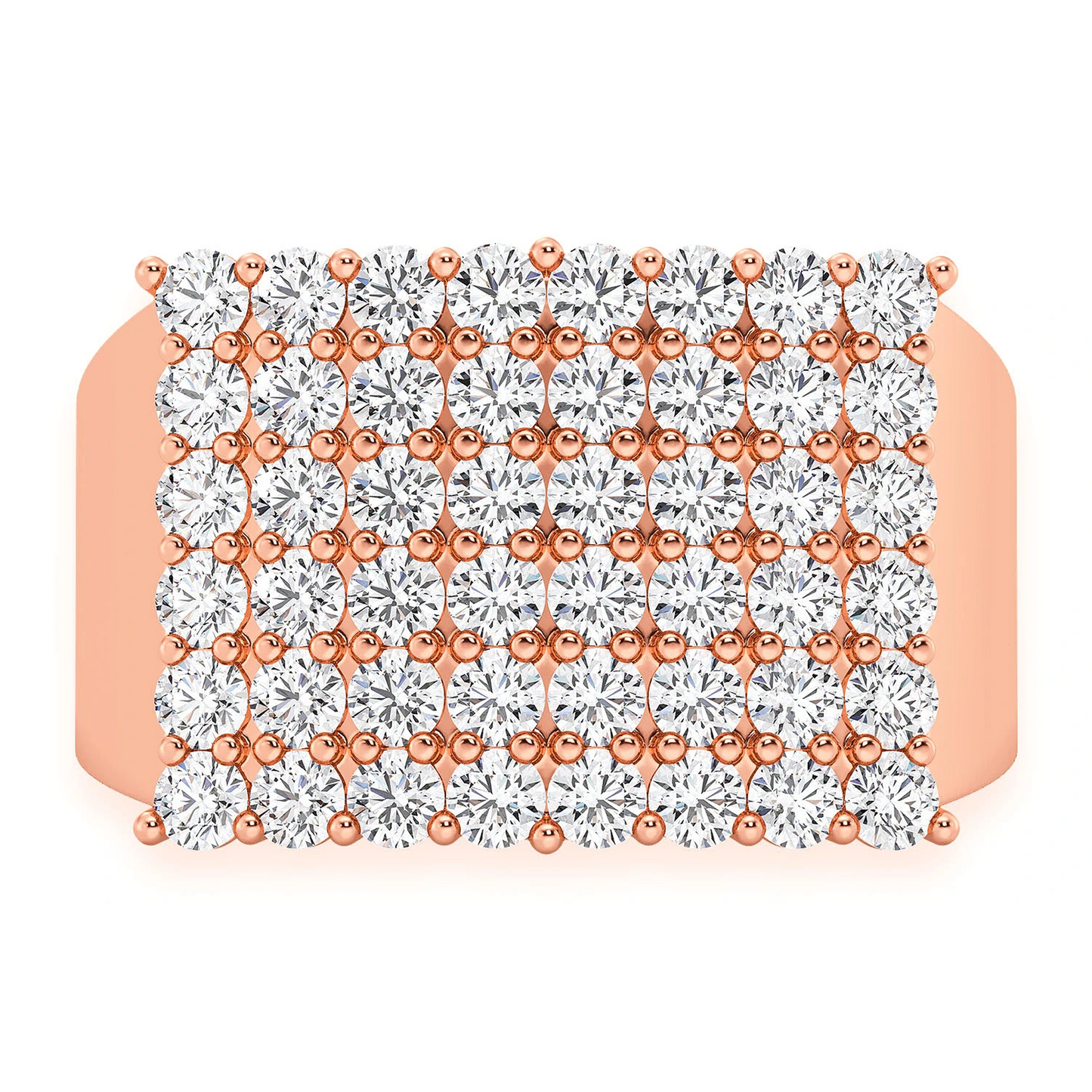 Curved Rectangle Diamond Ring in 14K rose gold, front view