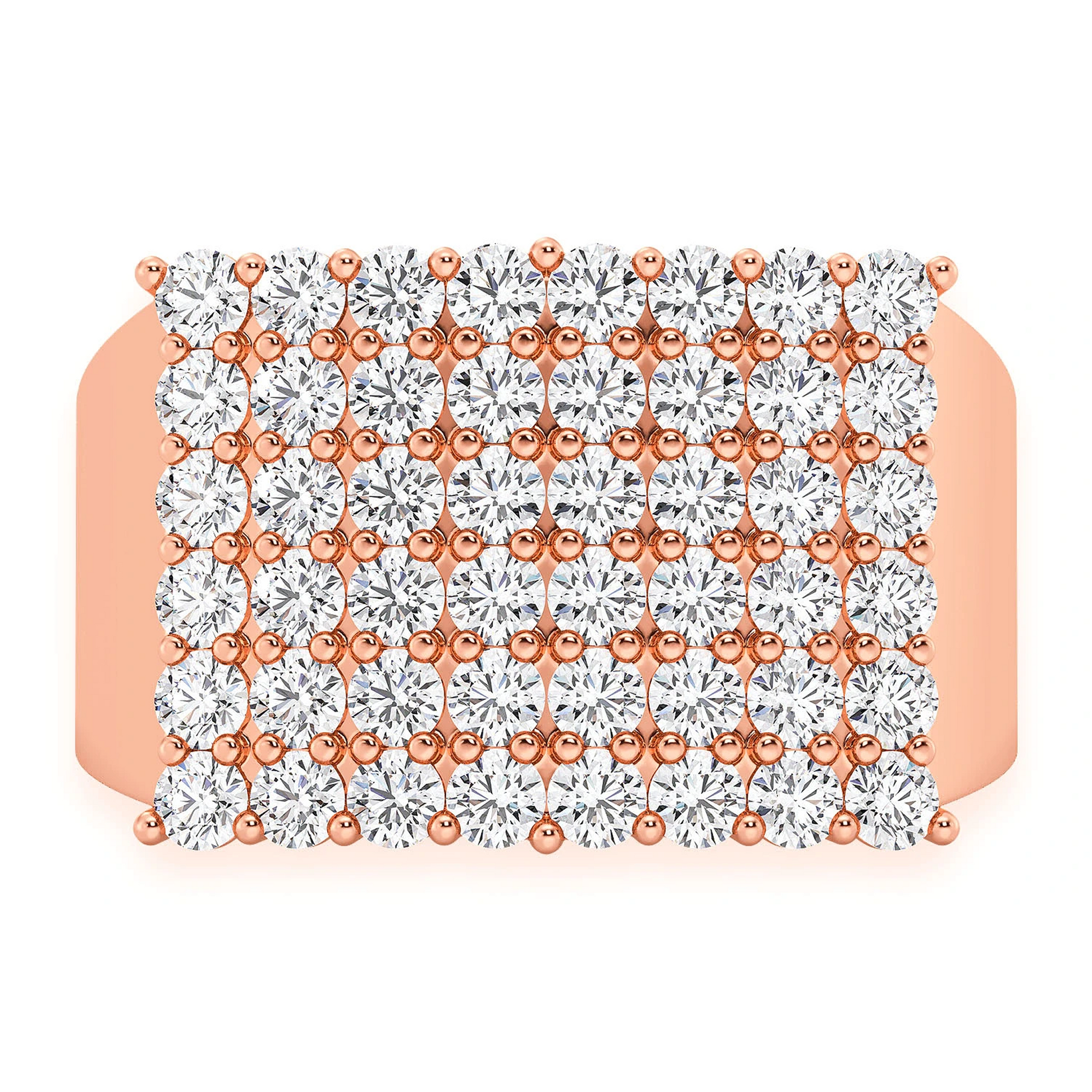 Curved Rectangle Diamond Ring in 14K rose gold, front view
