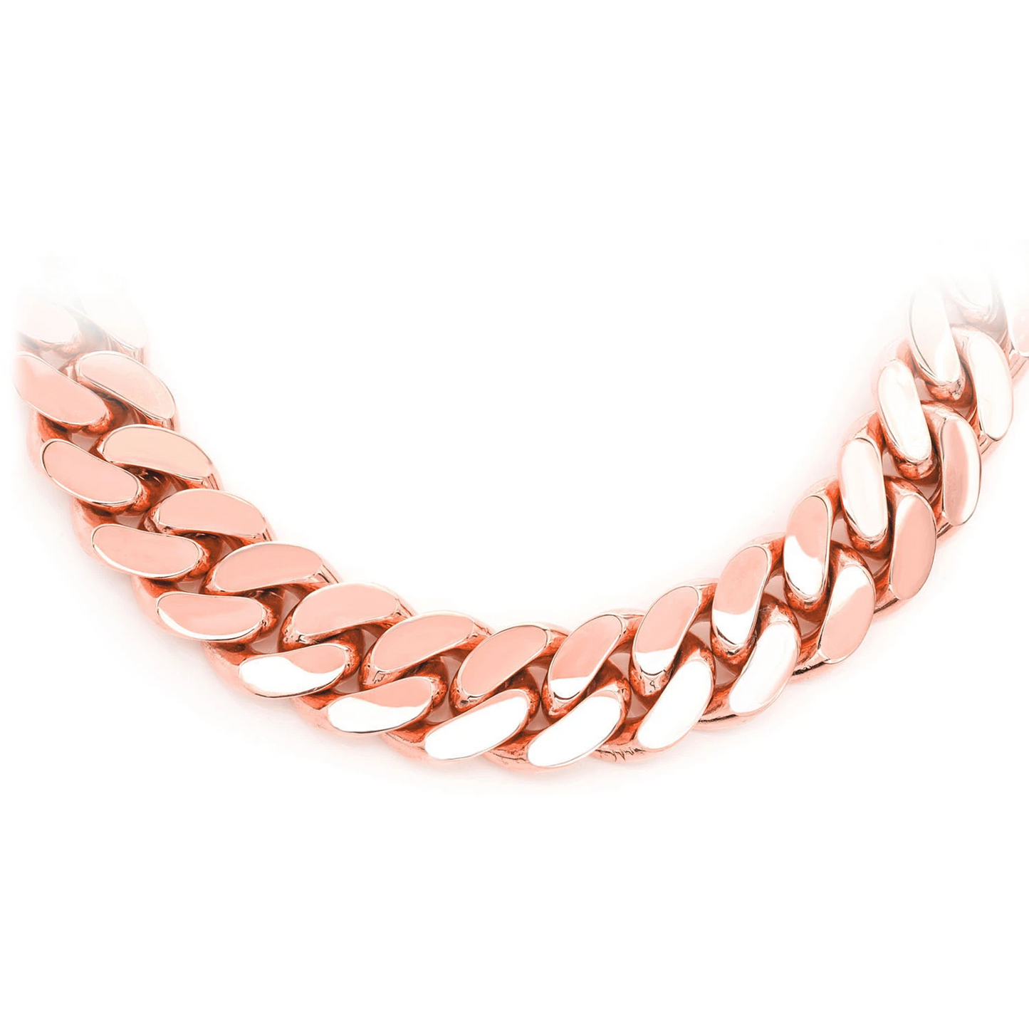 Miami Cuban Gold Chain in 14K rose gold, 18mm width, front view