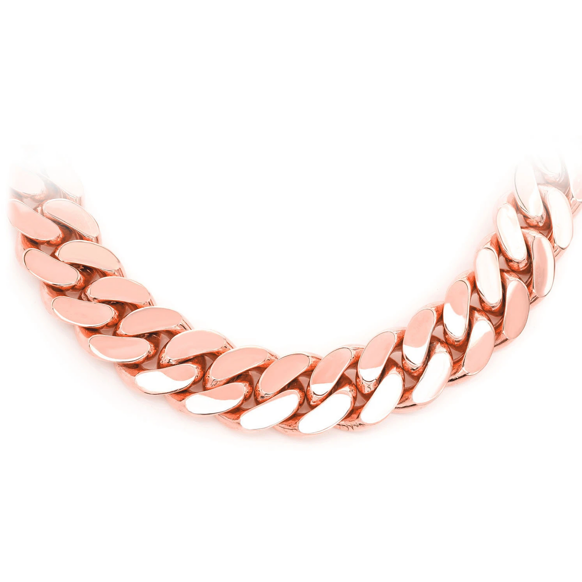 Miami Cuban Gold Chain in 14K rose gold, 18mm width, front view