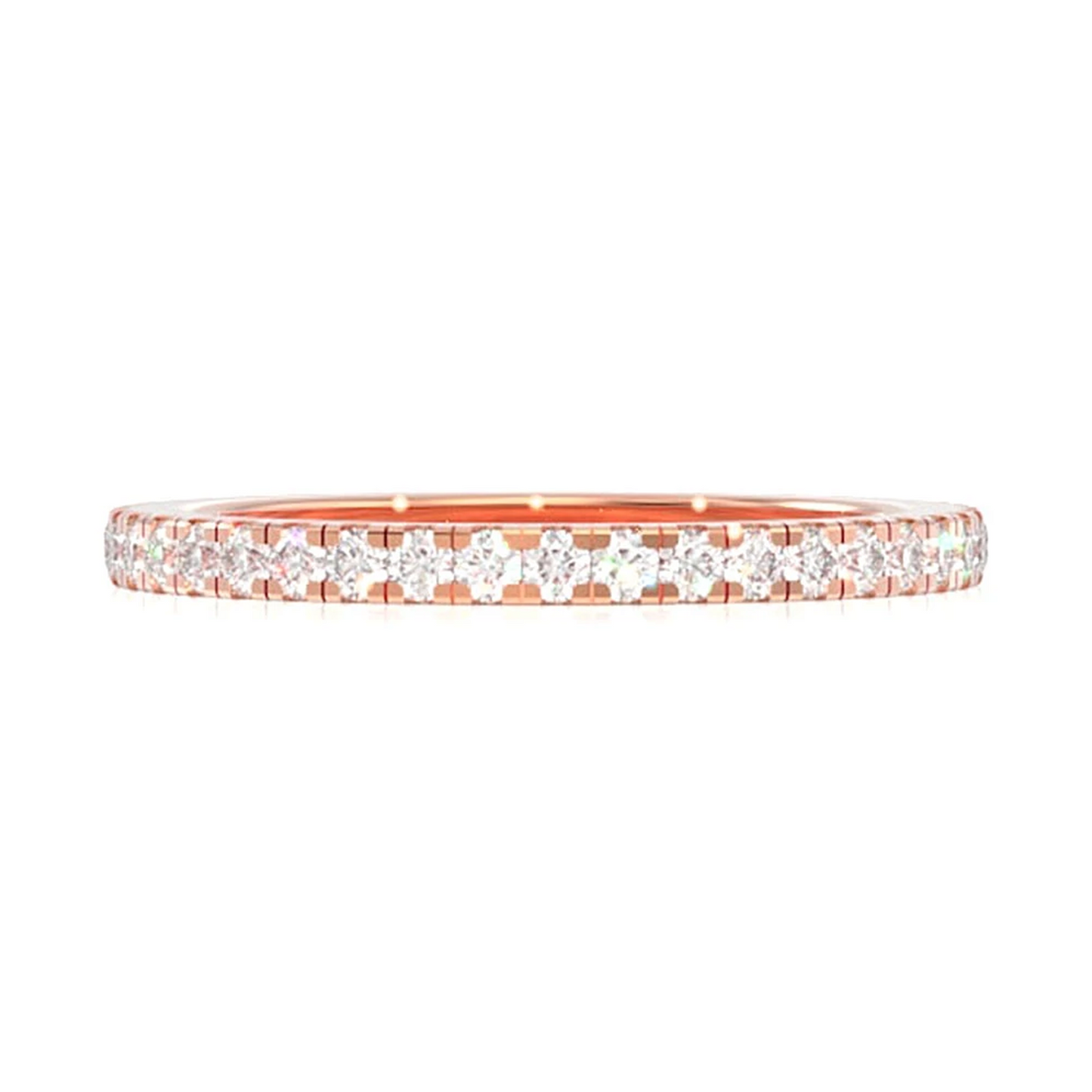 One Row Prong Set Diamond Ring in 14K rose gold, front view
