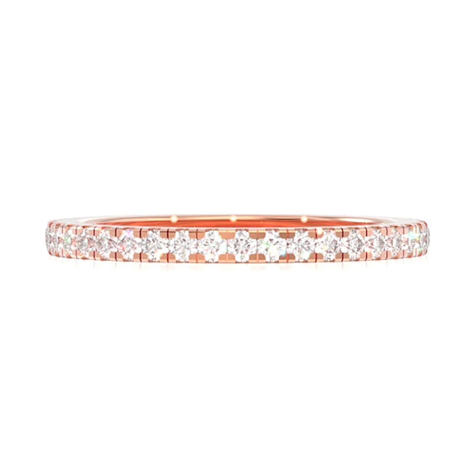 One Row Prong Set Diamond Ring in 14K rose gold, front view