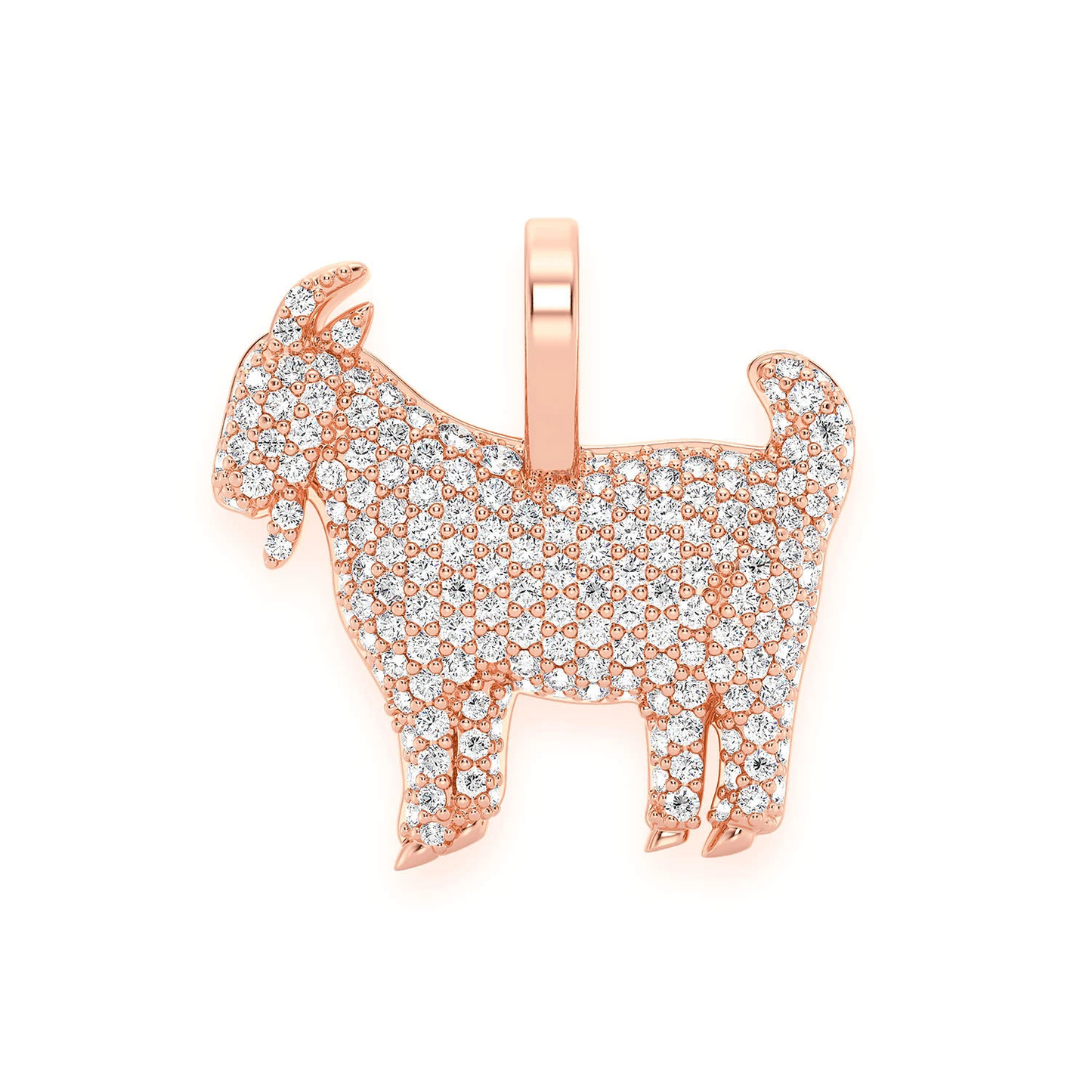 Goat Diamond Pendant in 14K rose gold, Signature | 0.66ctw, front view