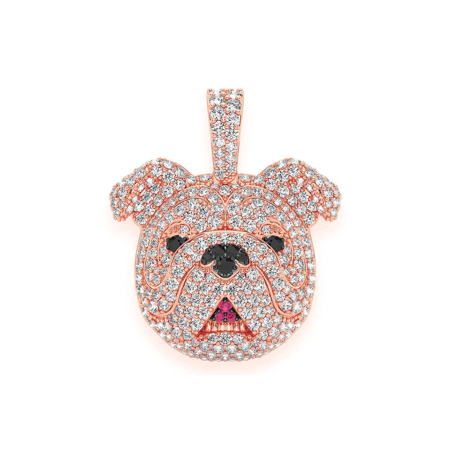 Bulldog Diamond Pendant in 14K rose gold, front view