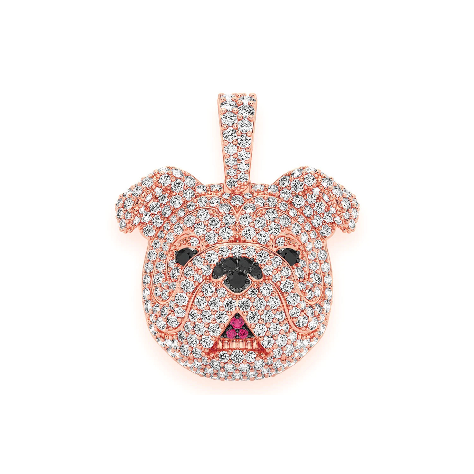 Bulldog Diamond Pendant in 14K rose gold, front view