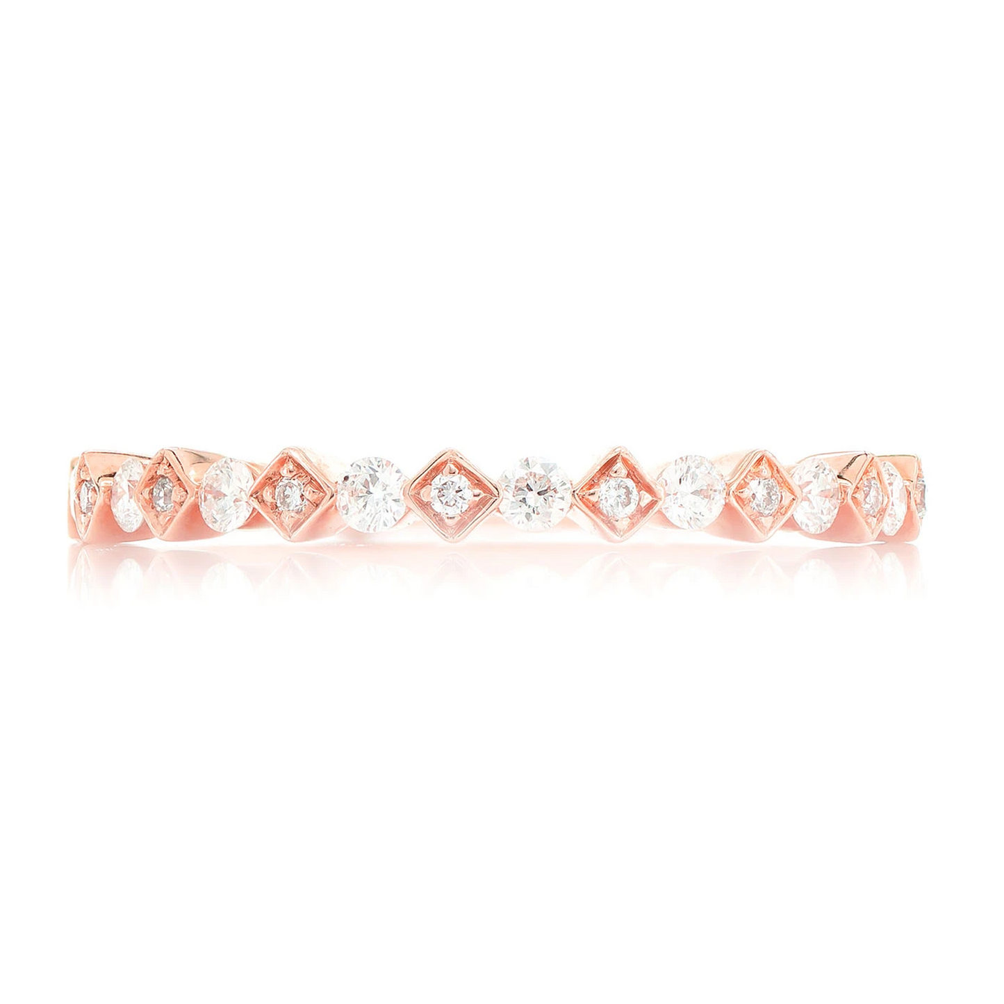 Stackable Wedding Band Ring in 14K rose gold, front view