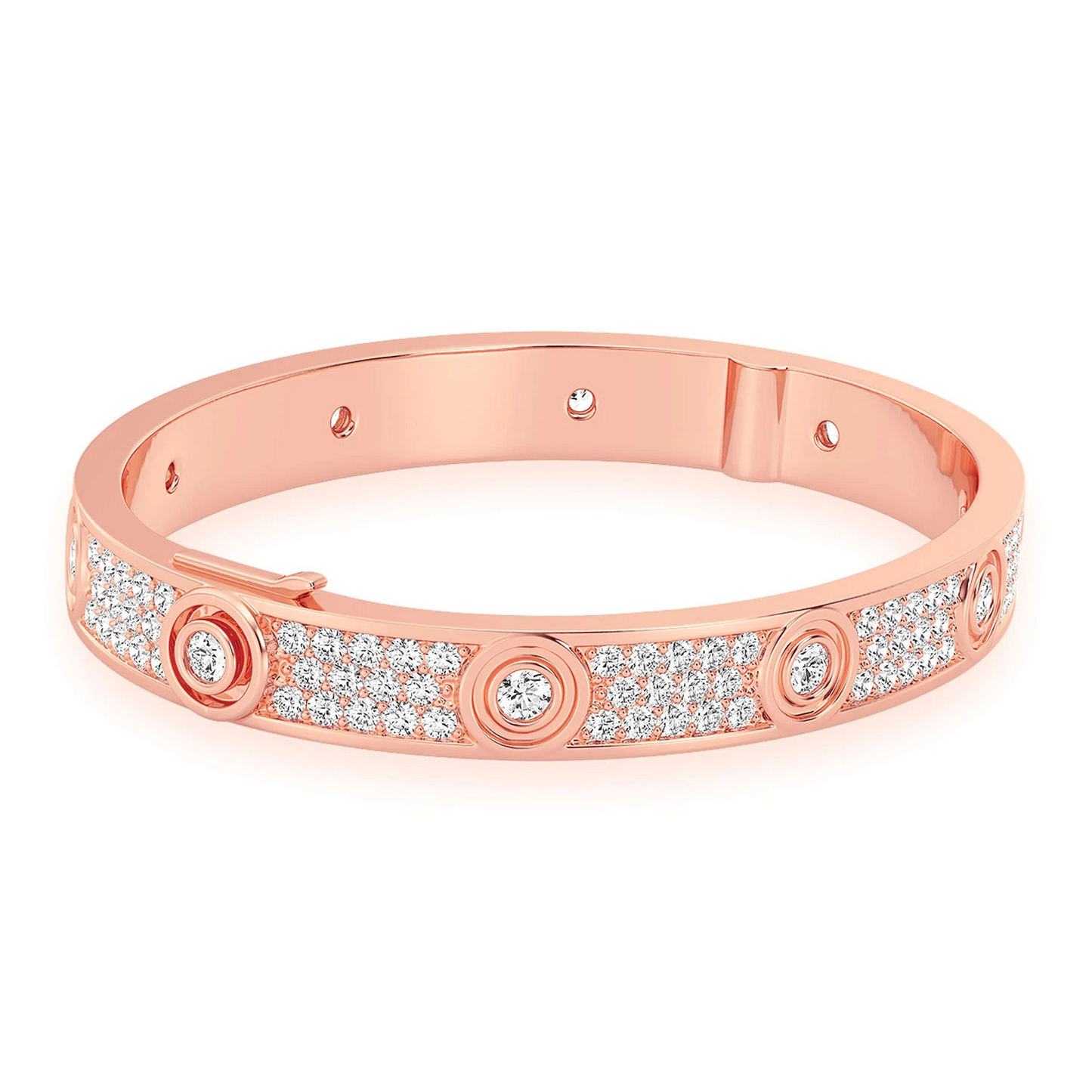 Eternity Diamond Bangle in 14K rose gold, angled view