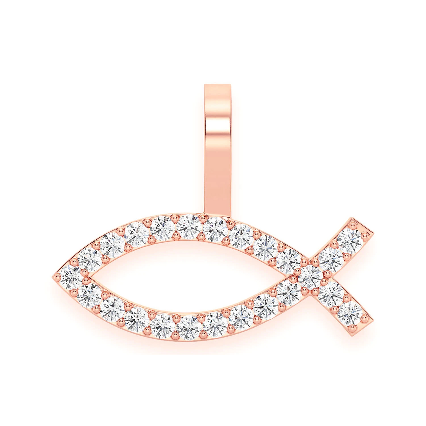 Ichthys Diamond Pendant in 14K rose gold, front view