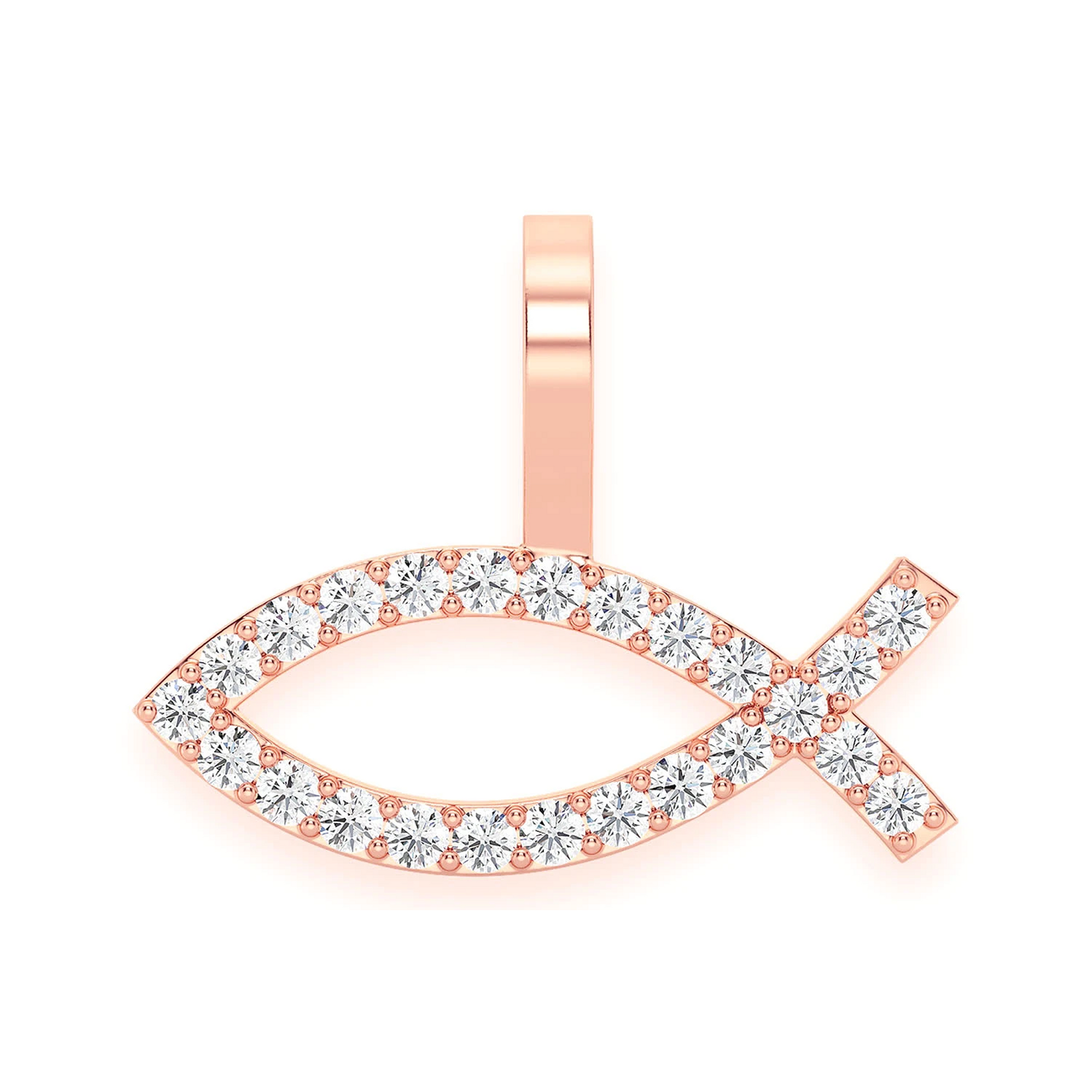 Ichthys Diamond Pendant in 14K rose gold, front view