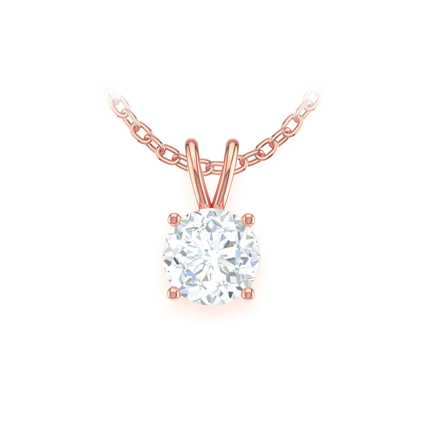 Round Solitaire Diamond Pendant in 14K rose gold, Signature | 0.25ctw, front view