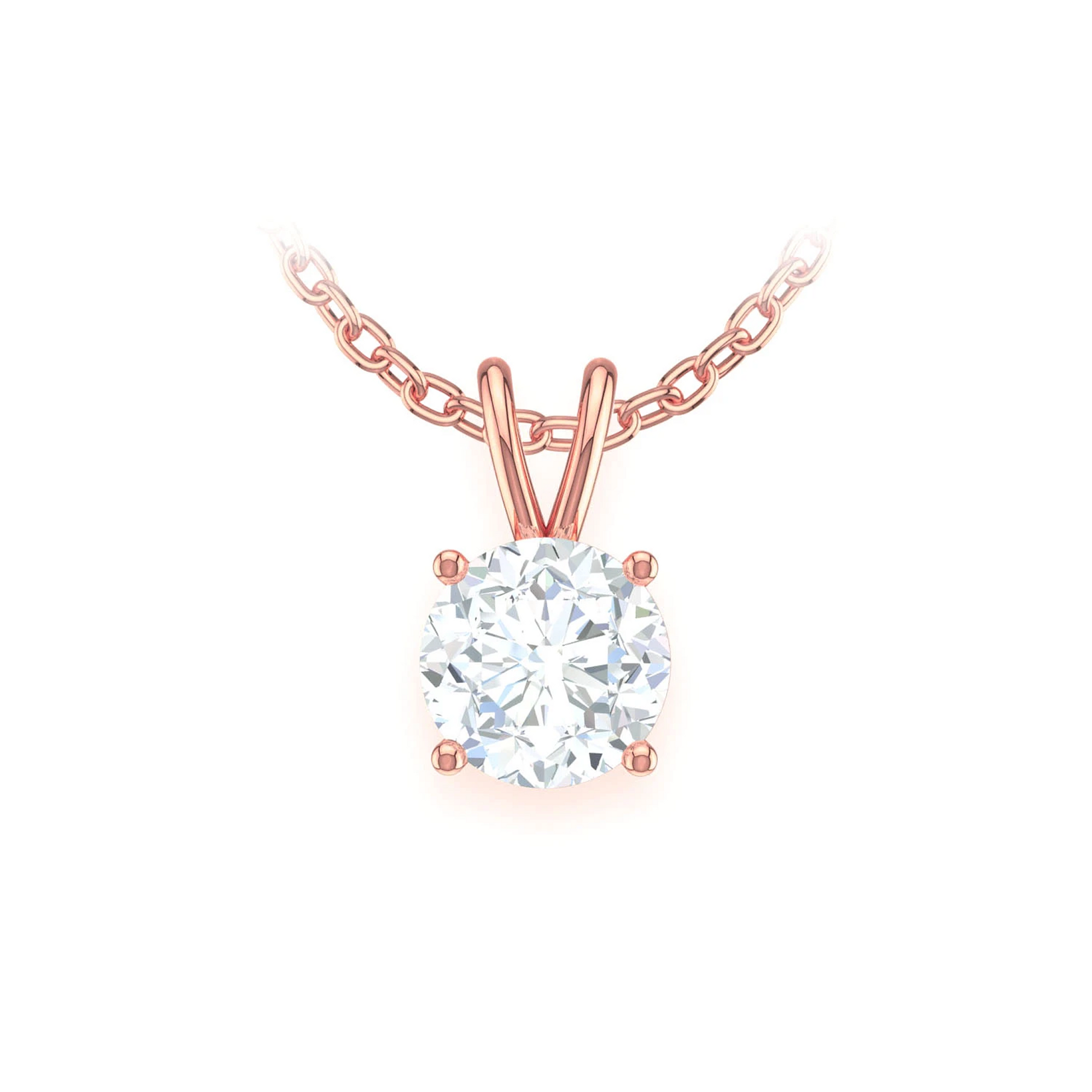 Round Solitaire Diamond Pendant in 14K rose gold, Signature | 0.25ctw, front view