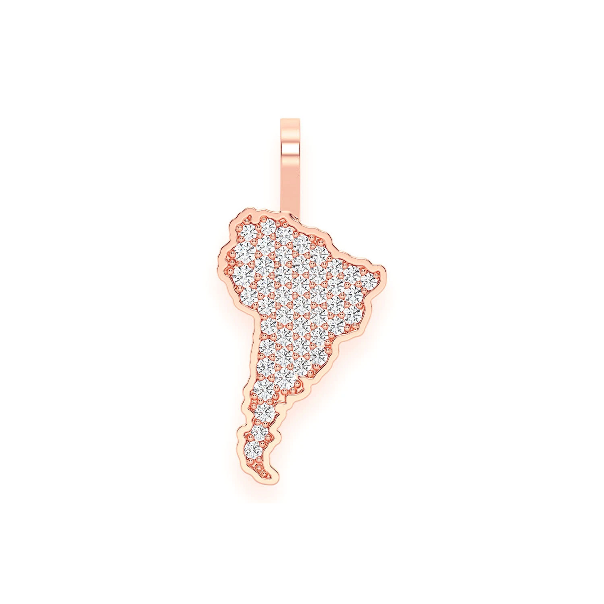 South America Diamond Pendant in 14K rose gold, front view