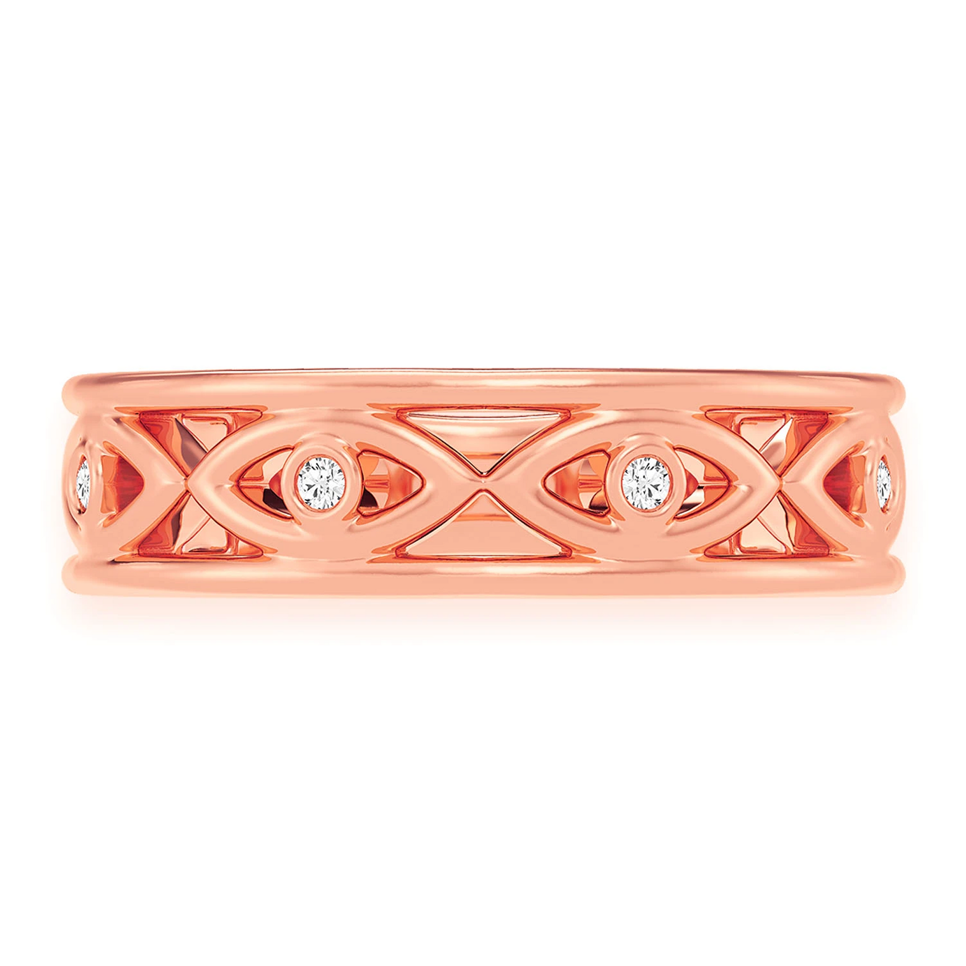 Gold Evil Eye Ring in 14K rose gold, front view