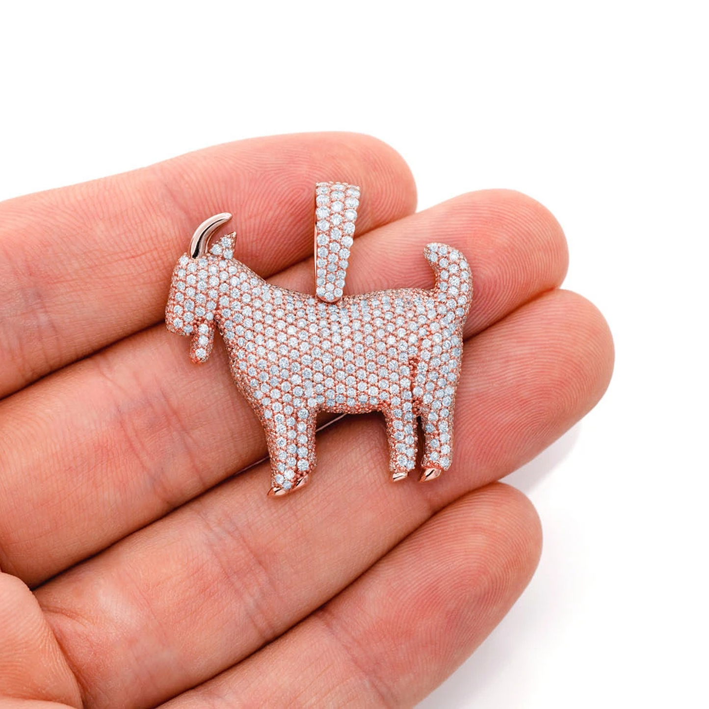 Goat Diamond Pendant in 14K rose gold, Statement | 3.75ctw, angled view