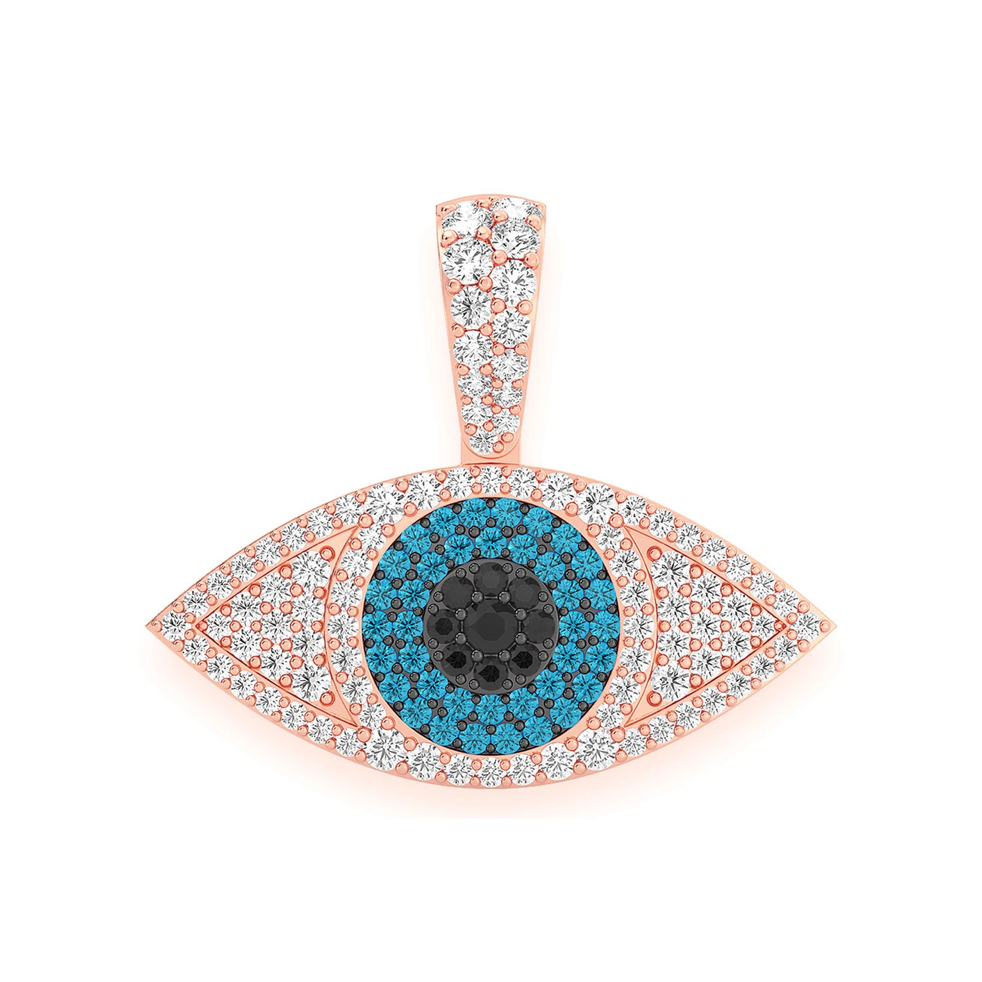 Evil Eye Diamond Pendant in 14K rose gold, front view