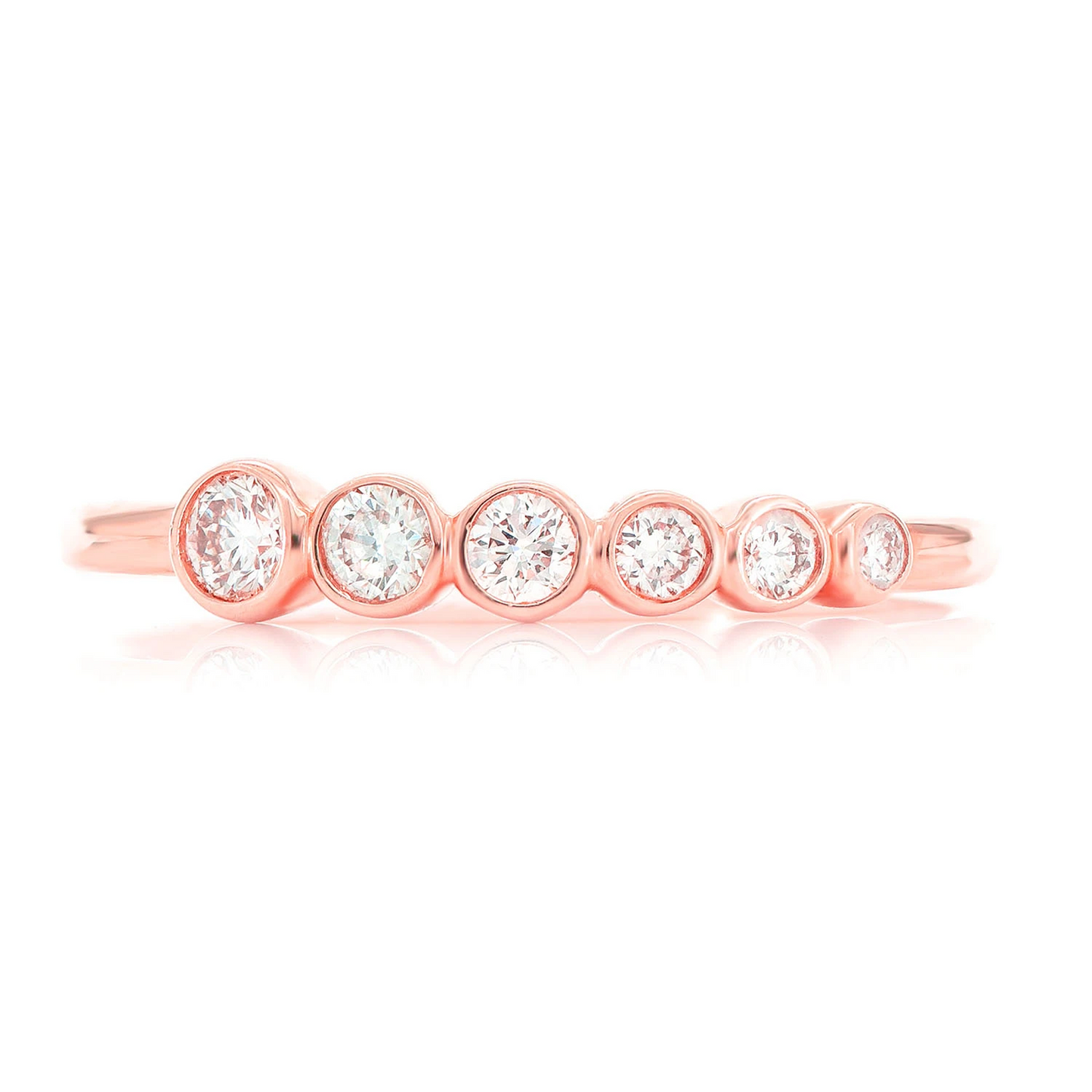Graduated Diamond Ring in 14K rose gold, front view
