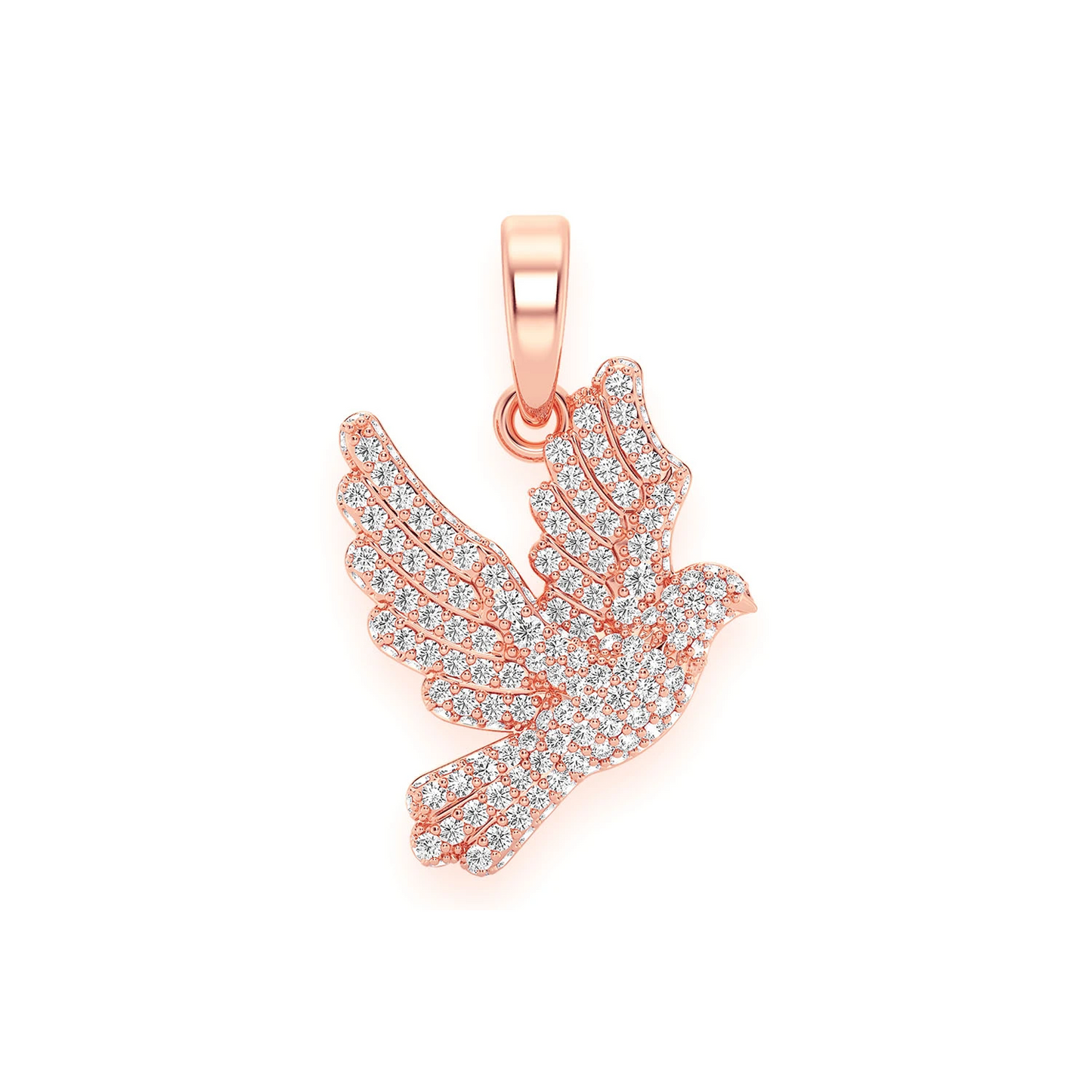 Dove Diamond Pendant in 14K rose gold, front view