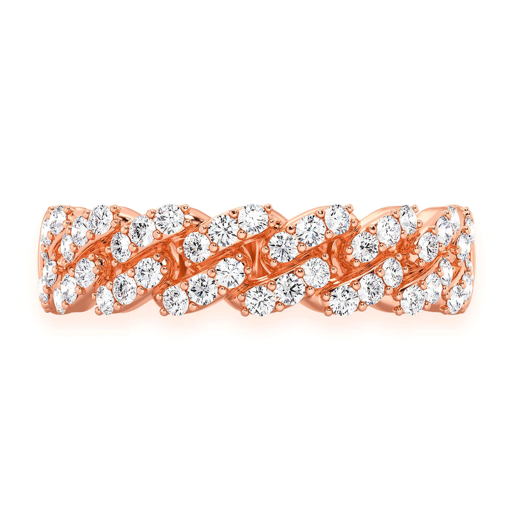 Iced Out Cuban Ring in 14K rose gold, 7.5mm | 0.55ctw, front view