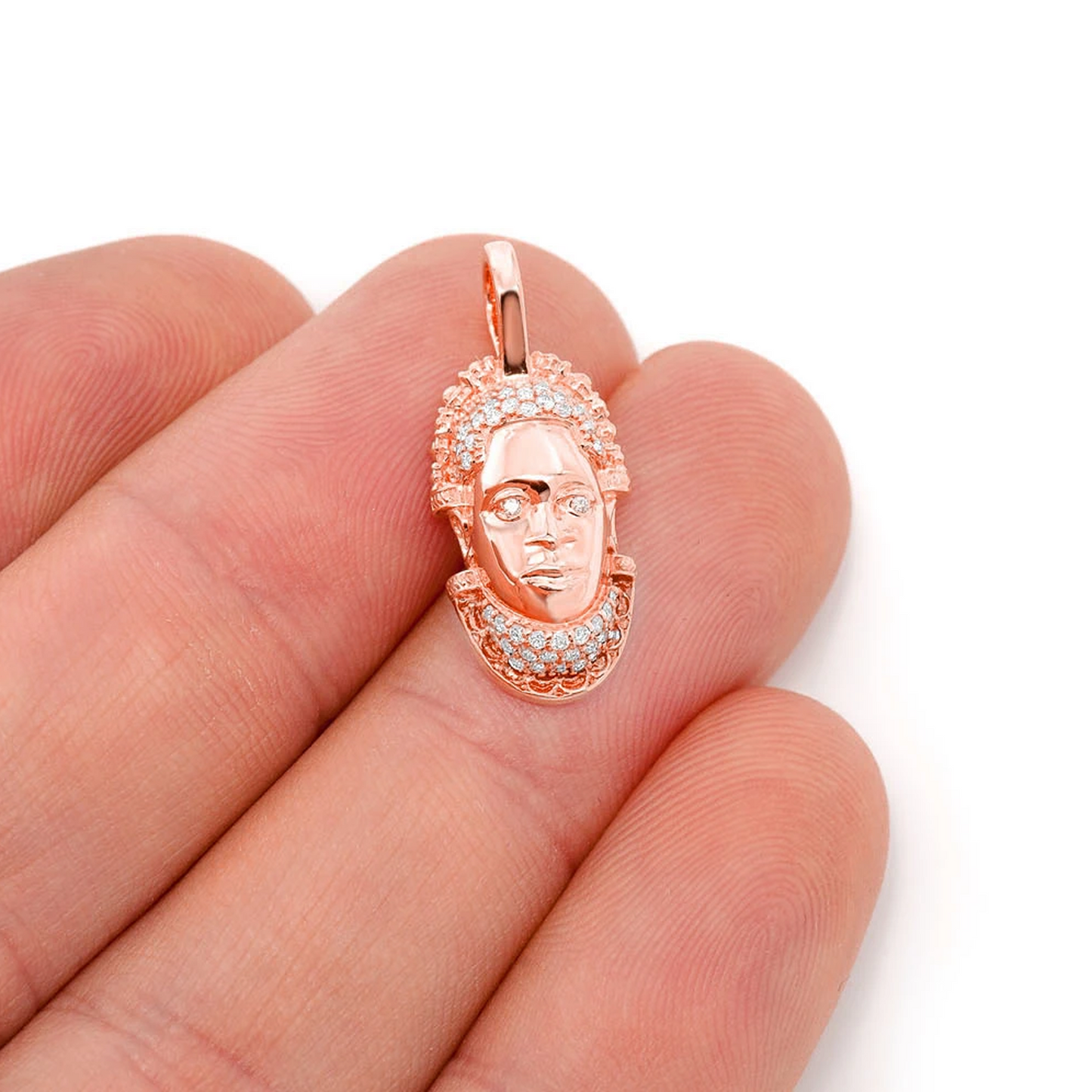 Edo Mask Diamond Pendant in 14K rose gold, alternate view