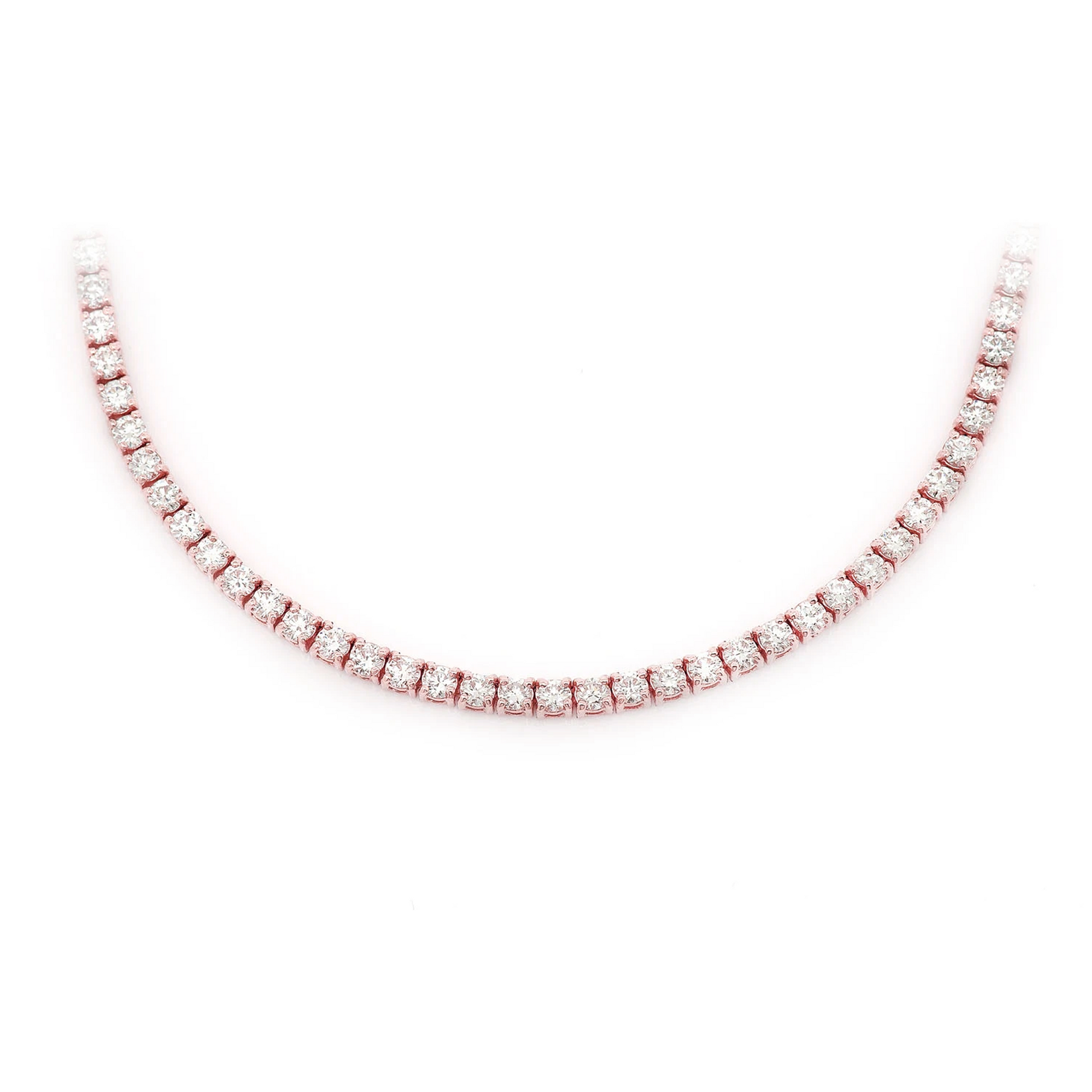 Prong Diamond Tennis Necklace in 14K rose gold, 6pt / 10.50ctw, front view