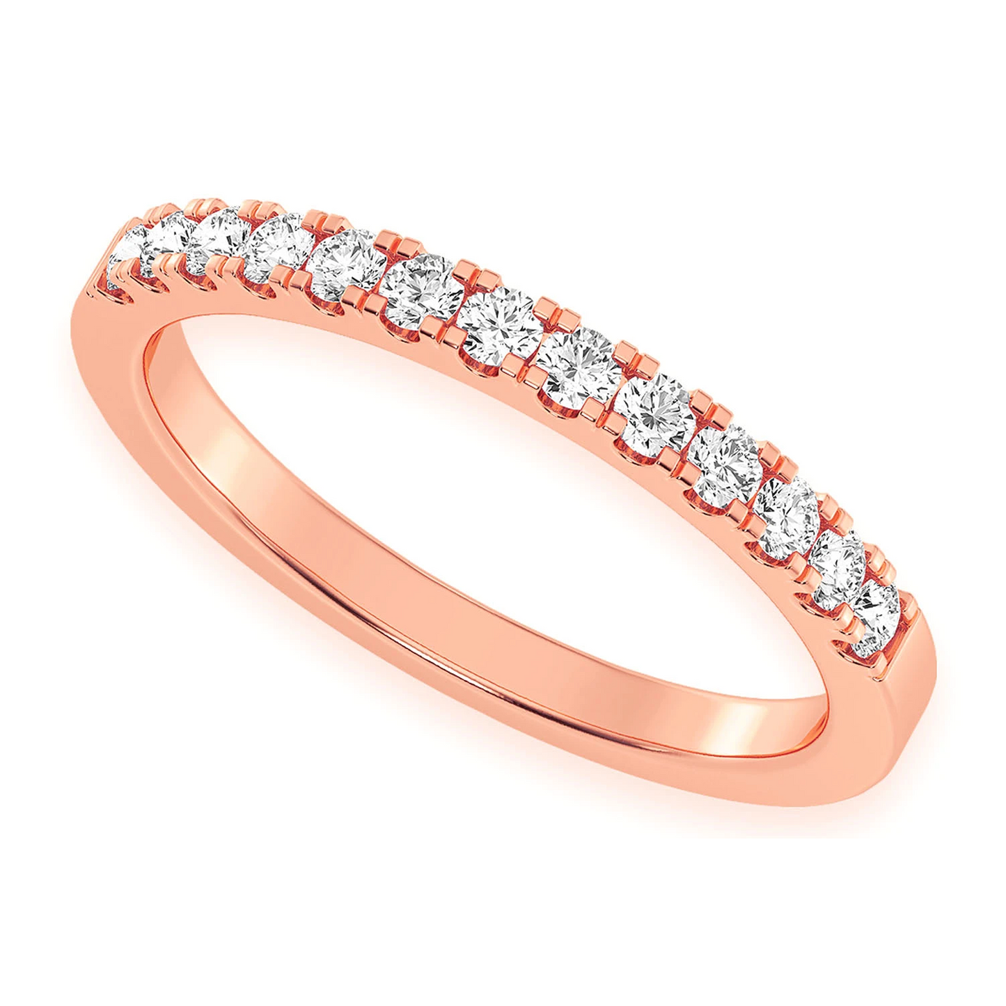 Wide Single Row Band Ring in 14K rose gold, front view