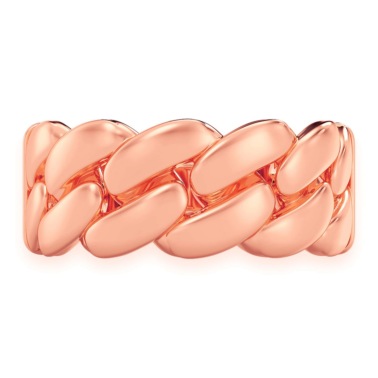 Solid Gold Cuban Ring in 14K rose gold, front view 3