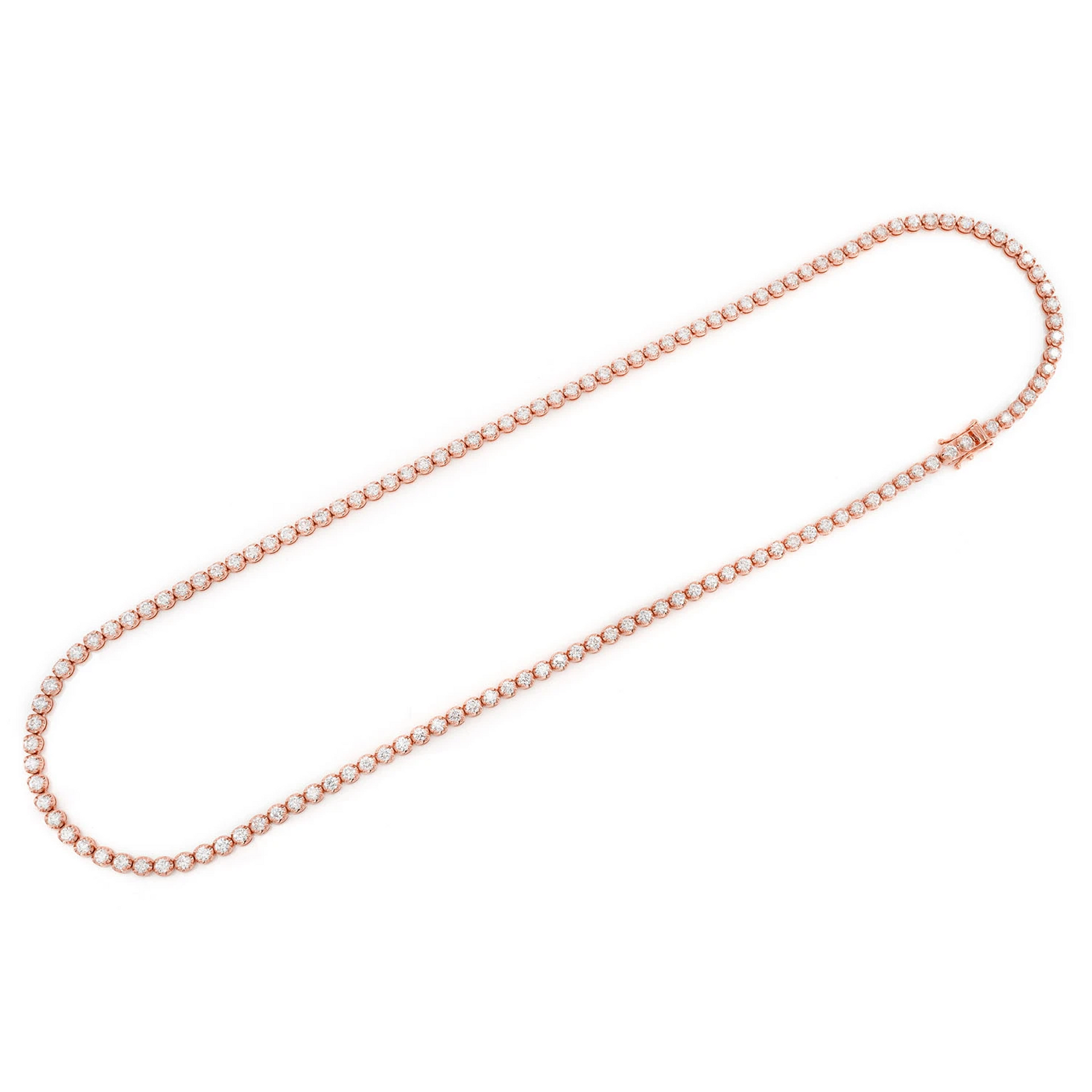 Crown Diamond Tennis Necklace in 14K rose gold, 10pt / 12.50ctw, detail view
