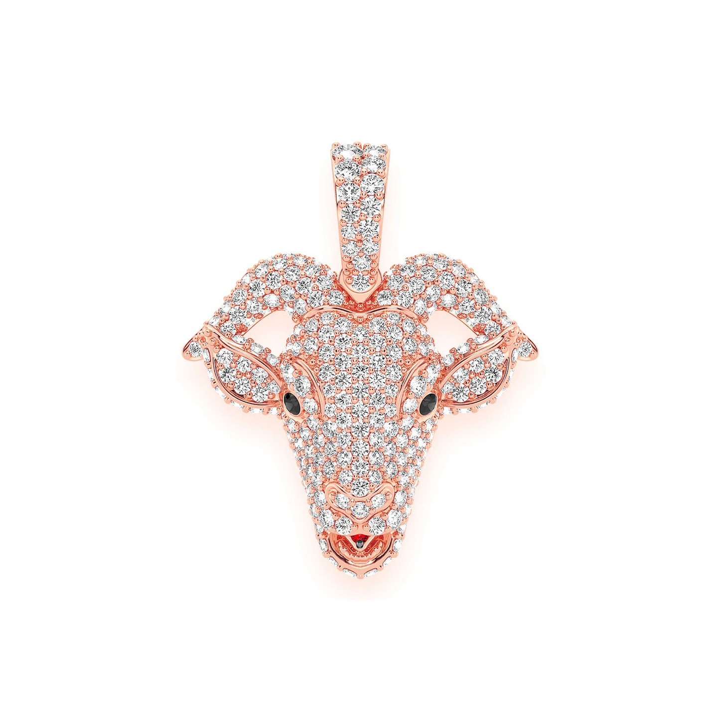 Goat Head Diamond Pendant in 14K rose gold, Large | 2.50ctw, front view