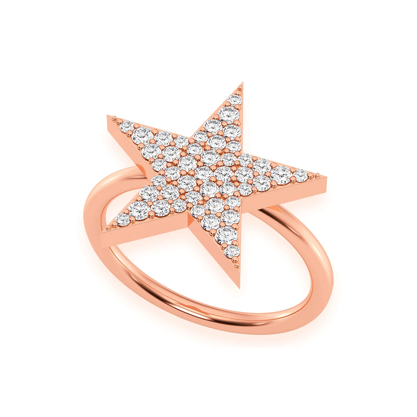 Five Point Star Diamond Ring in 14K rose gold, angled view