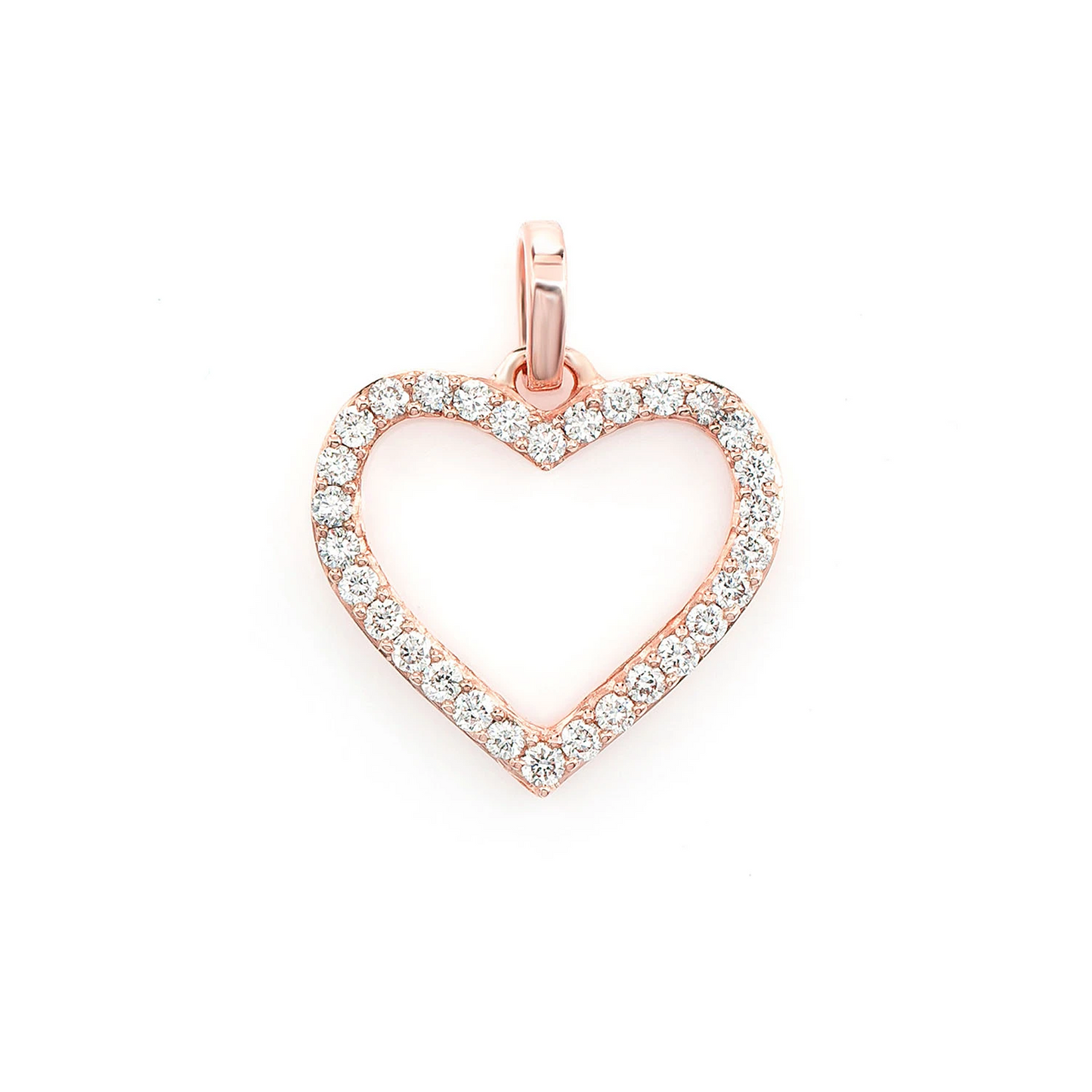 Open Heart Pendant in 14K rose gold, front view