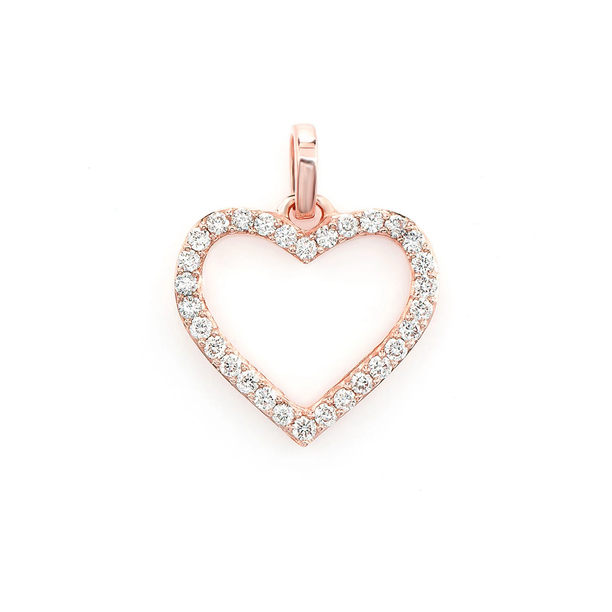 Open Heart Pendant in 14K rose gold, front view