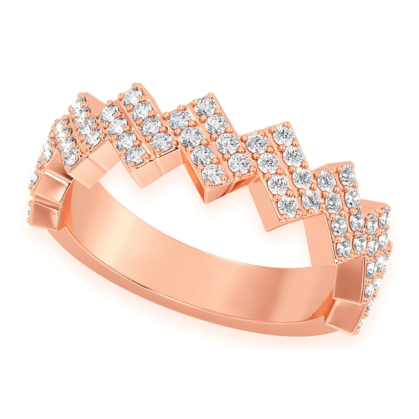 Zig Zag Diamond Ring in 14K rose gold, detail view