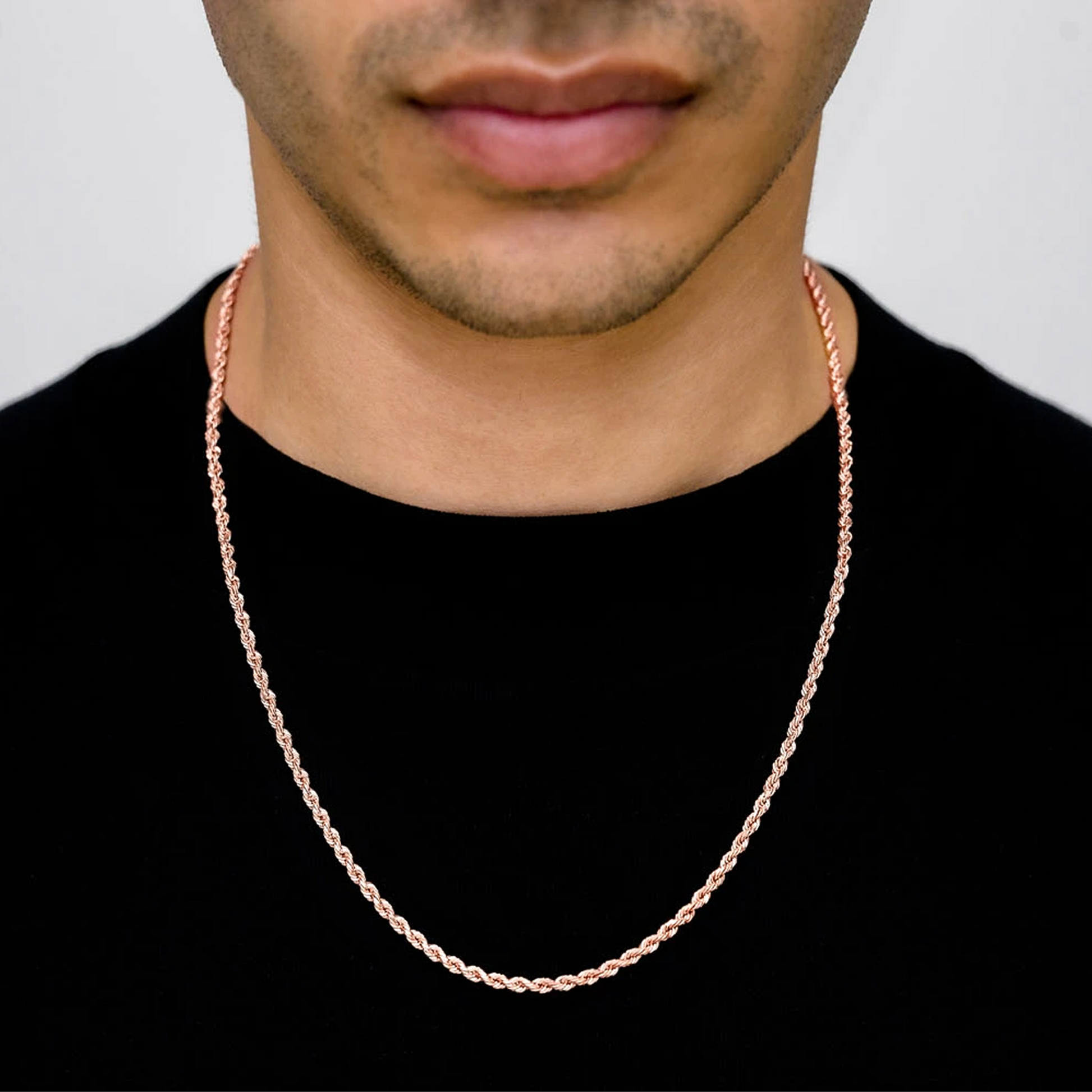 Rope Gold Chain in 14K rose gold, 3mm width, alternate view
