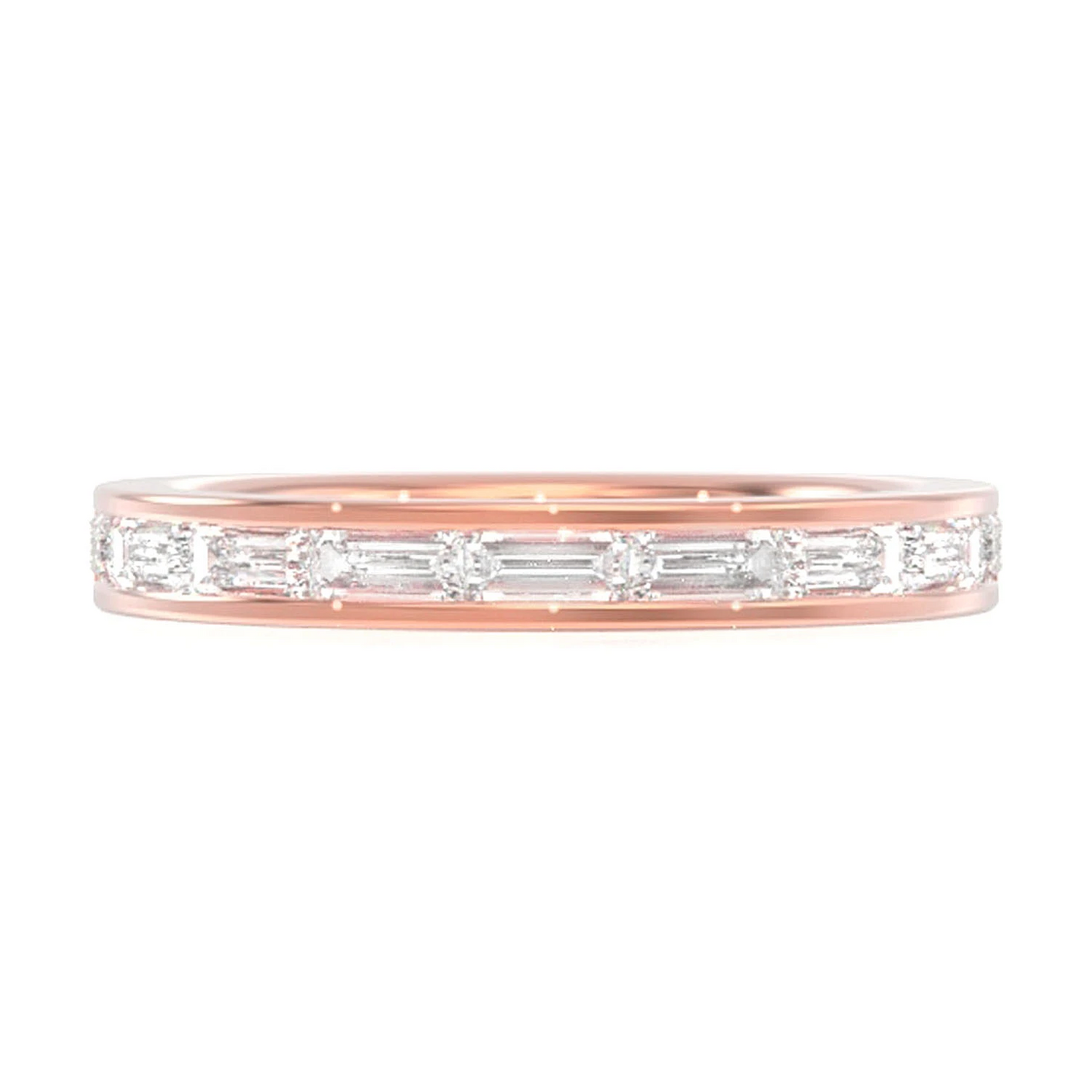 One Row Baguette Channel-Set Ring in 14K rose gold, front view