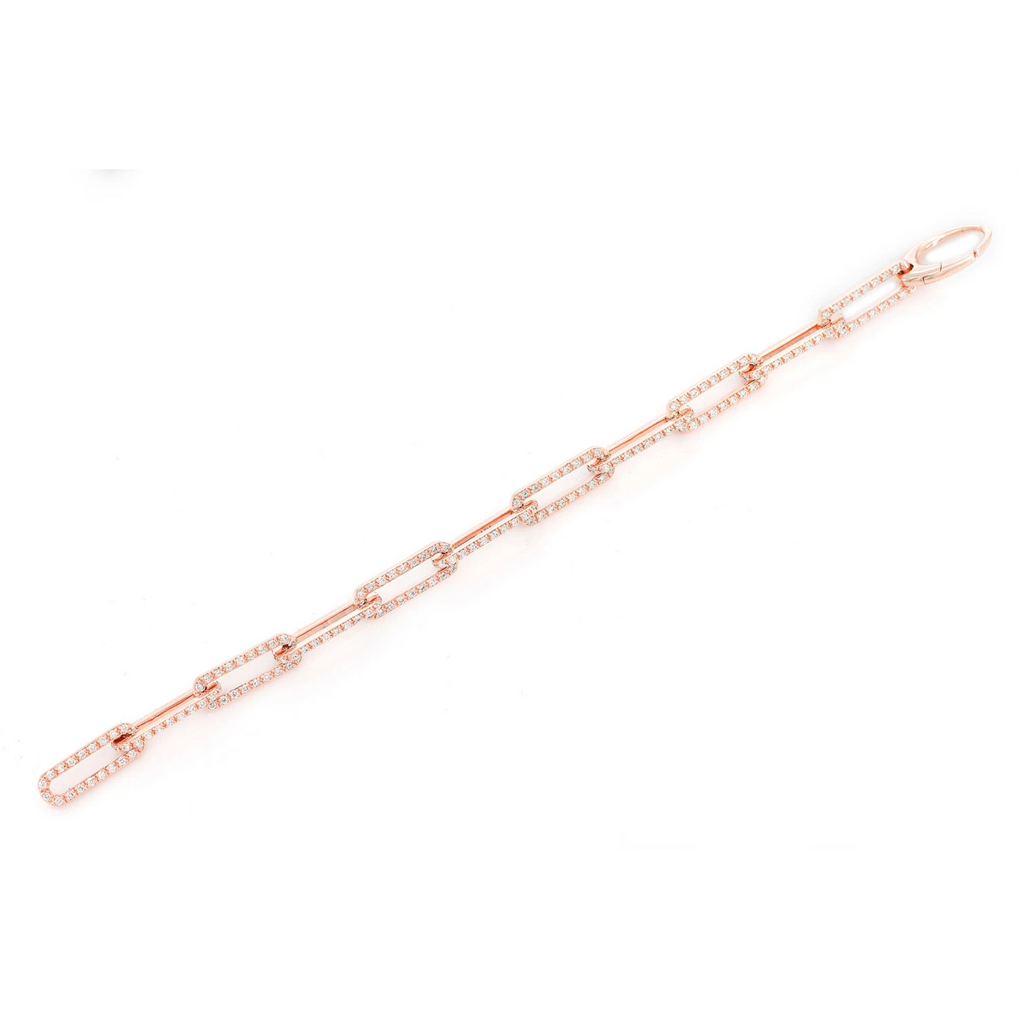 Iced Elongated Rolo Diamond Bracelet in 14K rose gold, detail view