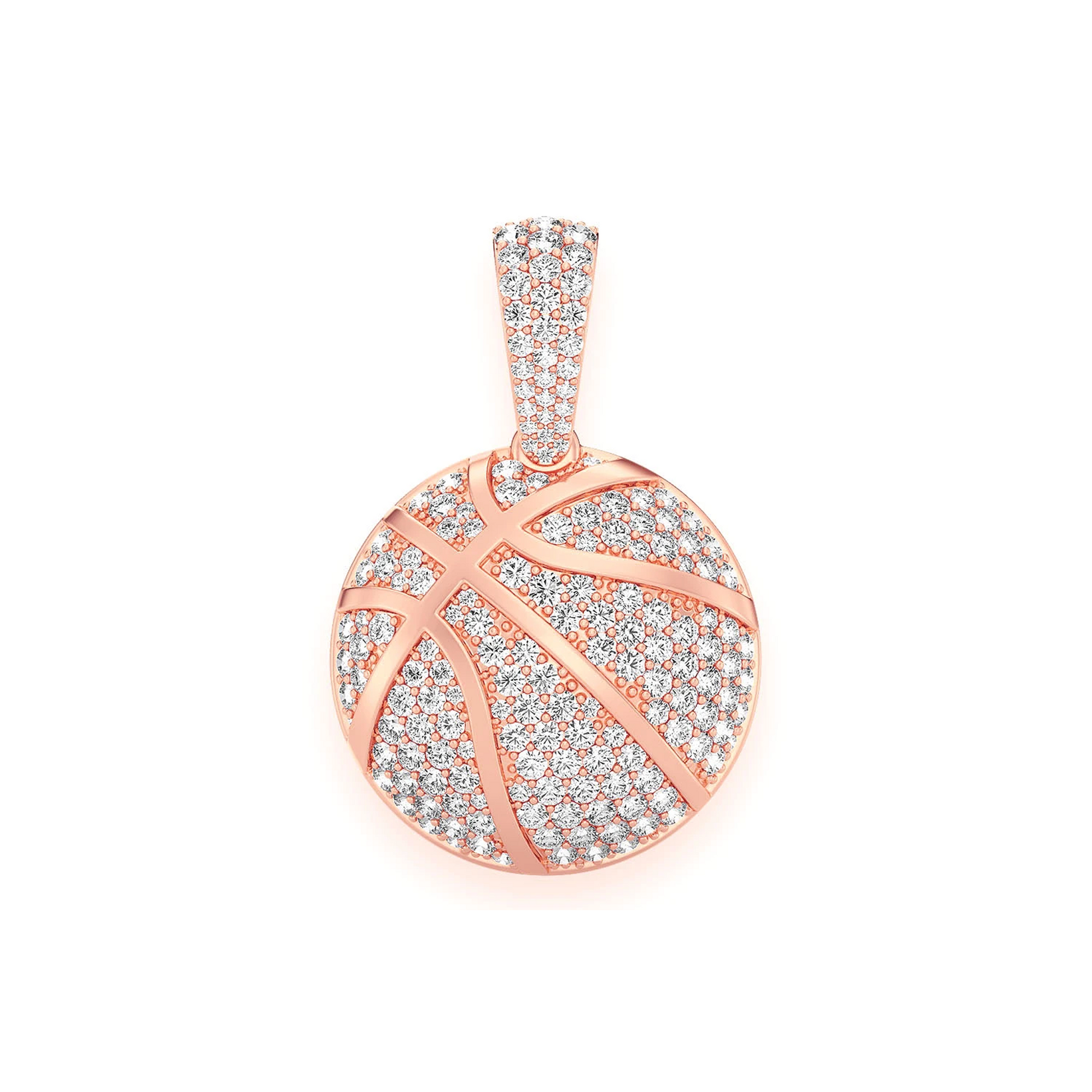 Basketball Diamond Pendant in 14K rose gold, Statement | 2.00ctw, front view