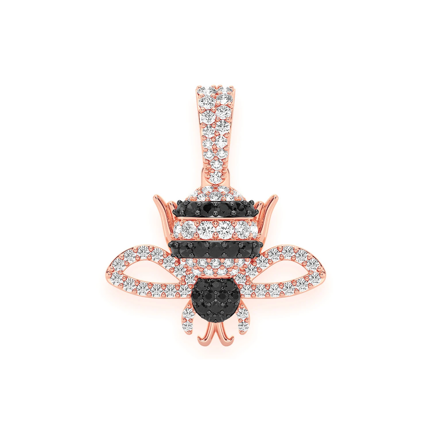 Bumble Bee Diamond Pendant in 14K rose gold, front view