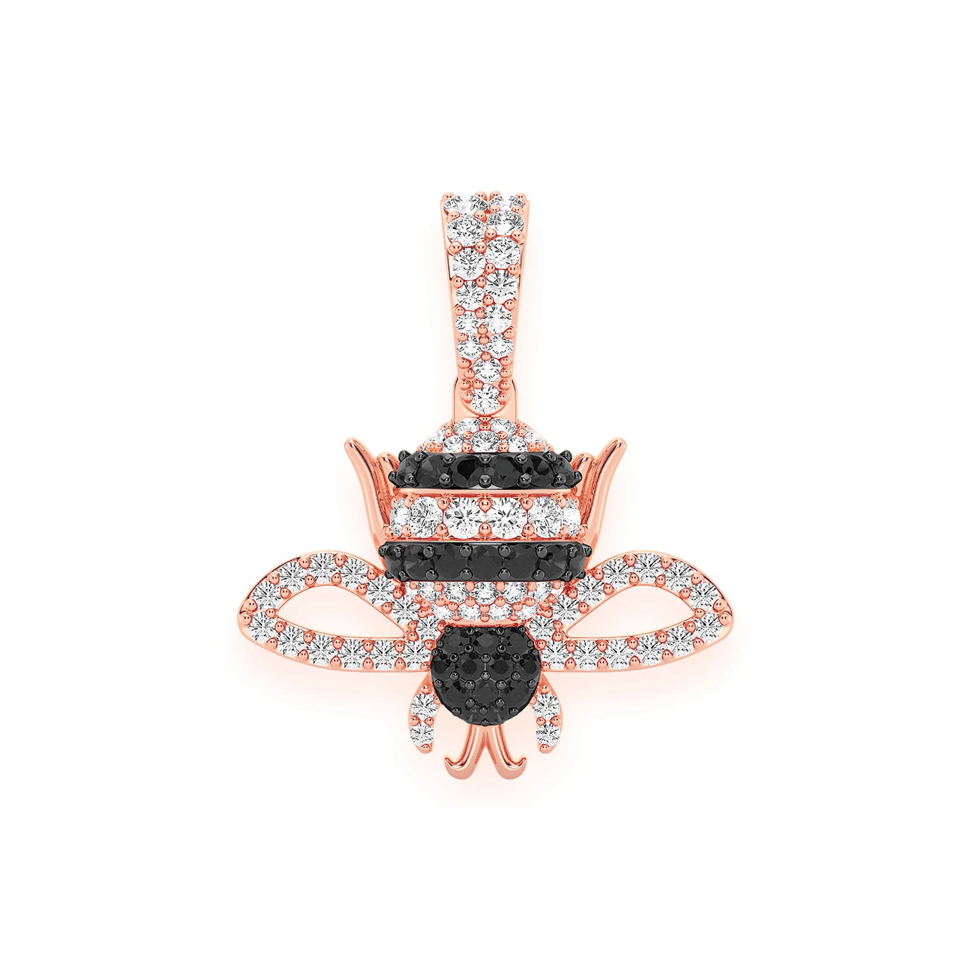 Bumble Bee Diamond Pendant in 14K rose gold, front view