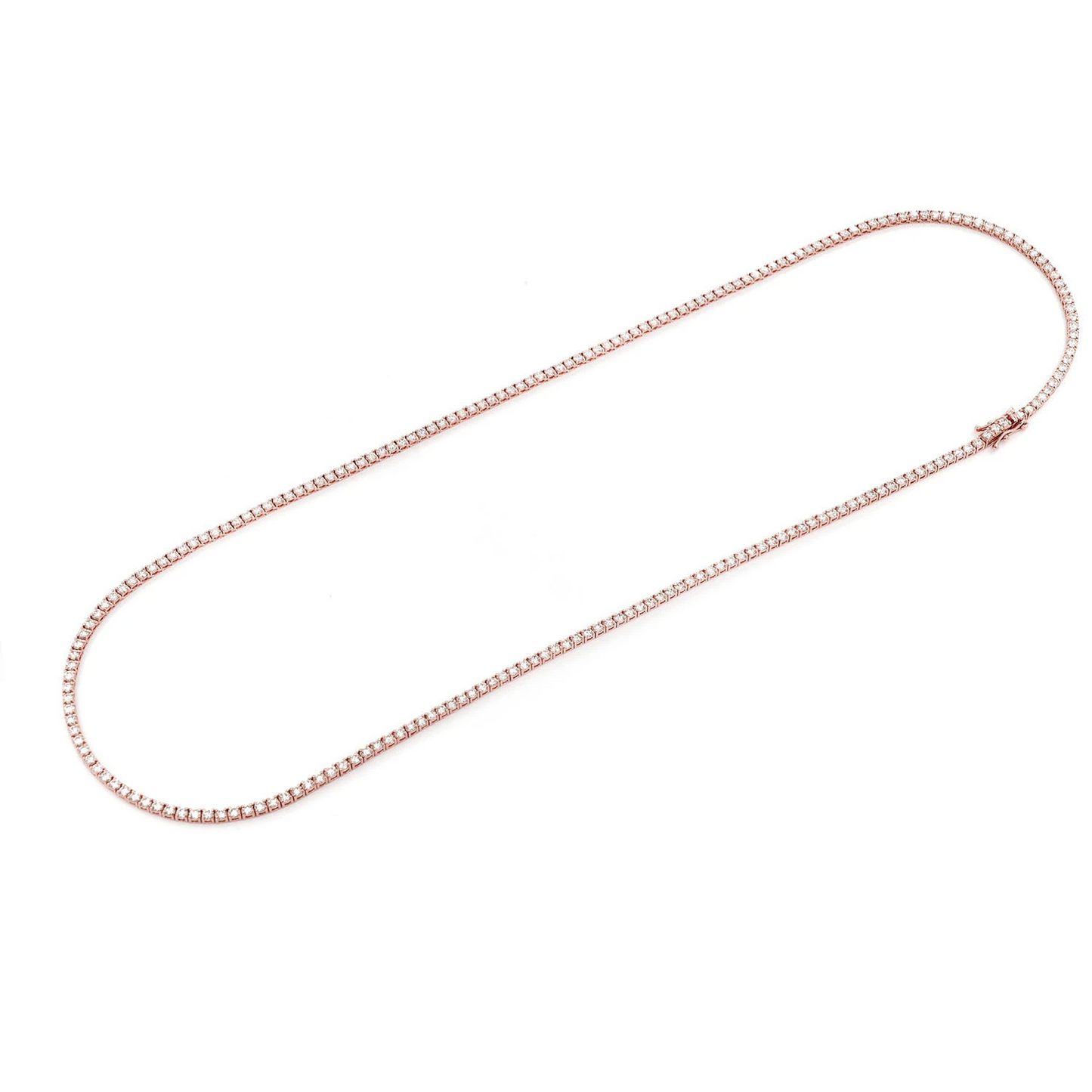 Prong Diamond Tennis Necklace in 14K rose gold, 6pt / 10.50ctw, alternate view