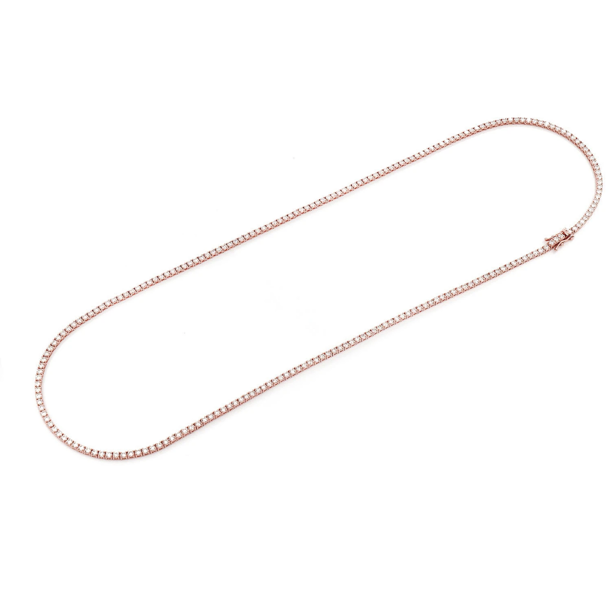 Prong Diamond Tennis Necklace in 14K rose gold, 6pt / 10.50ctw, alternate view